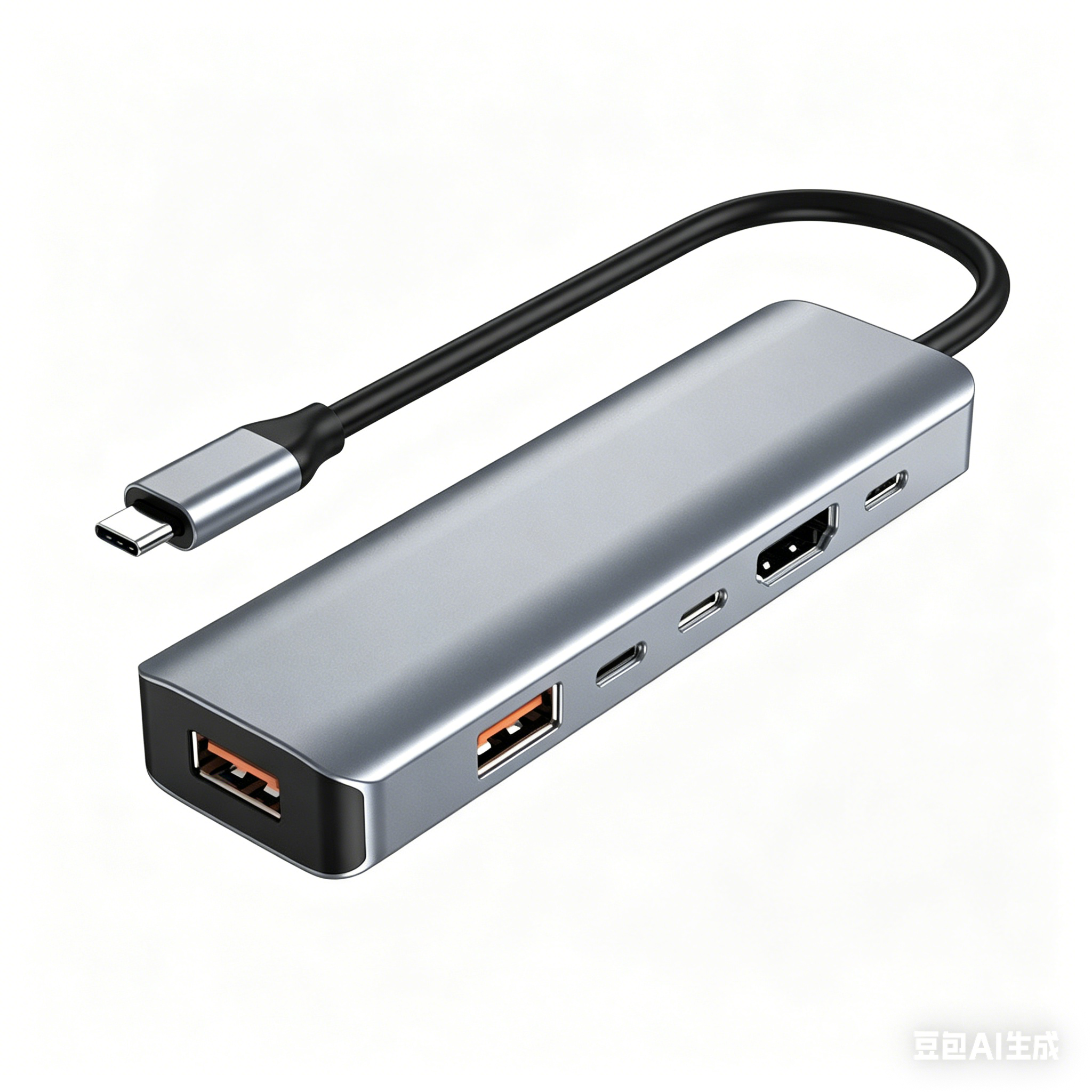 QGeeM 6-in-1 USB C Hub PD100W 4K60Hz HDMI USB3.2 10Gbps Data Transfer PD 100W Fast-Charging Portable Adapter-UH06-22-A