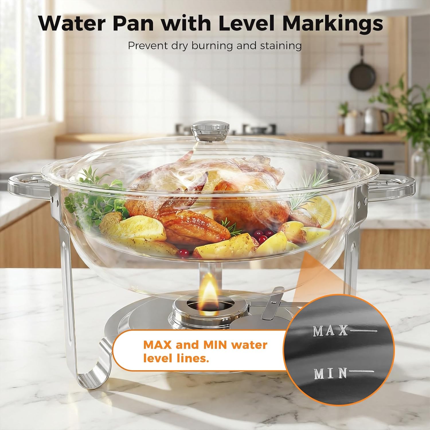 Chafing Dishes for Buffet 4 Pack,5QT Food Warmers for Parties Buffet,Stainless Steel Round Chafers and Buffet Warmers Sets for Home,Gatherings,Birthday,Parties,Church Events,Catering Events