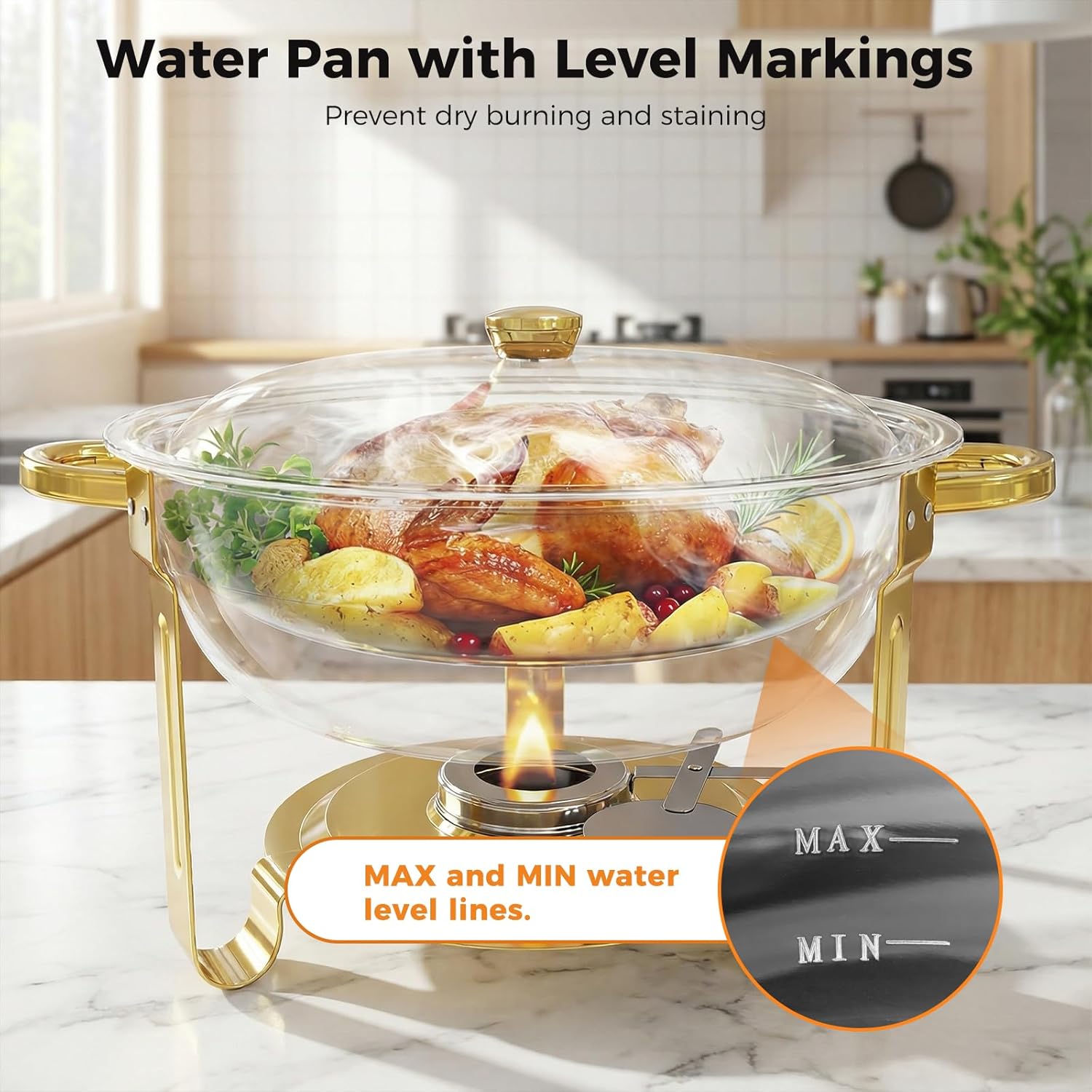 Chafing Dishes for Buffet 4 Pack,5QT Food Warmers for Parties Buffet,Stainless Steel Round Chafers and Buffet Warmers Sets for Home,Gatherings,Birthday,Parties,Church Events,Catering Events