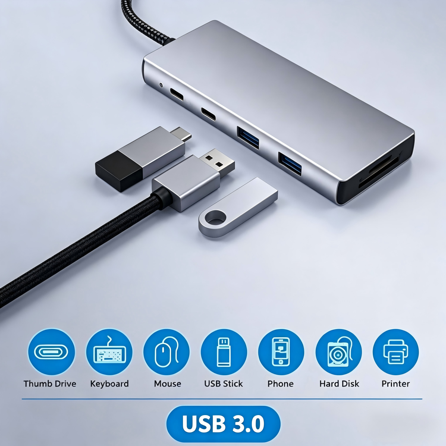 USB-C Docking Station, 9-in-1 Multiport Adapter with Dual 4K@30Hz HDMI, VGA 1080P@60Hz, 3x USB 3.0, 100W PD Charging, SD/TF 2.0 Card Reader for Laptops