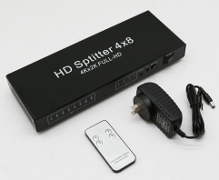 4K HDMI Switch 2 in 8 Out, Automatic HDMI Switcher Splitter with Remote Control, 3 Switching Modes, Aluminium HDMI Video Selector Box for Desktops TVs Laptops Set Top Boxes Games-XHS0208