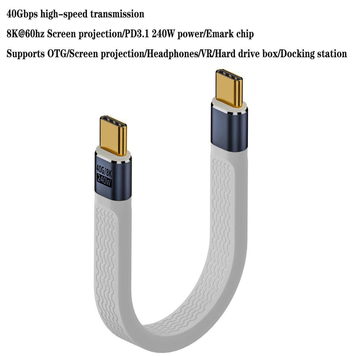 Mini Keychain USB 4 Cable,PD 3.1 240W(48V/5A) Fast Charging & 40Gbps Data Transfer Portable Type C Cord for Carabiner for Phone, Mobile Power,Laptop(13cm)