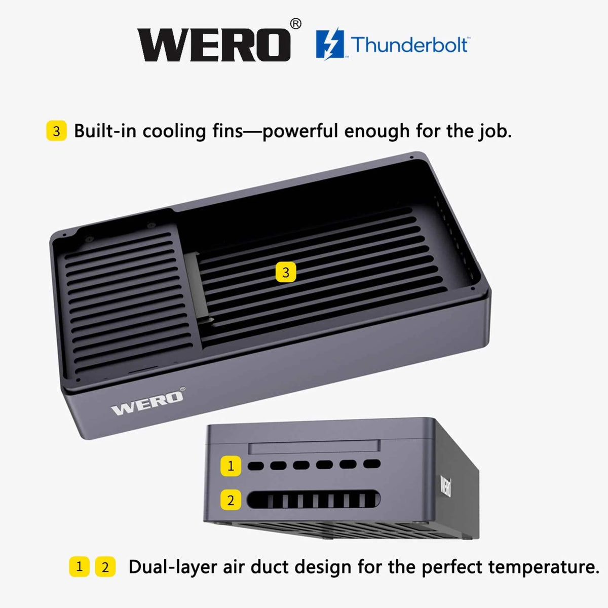 WERO Thunderbolt 5 U.2/U.3 NVMe & SATA SSD Enclosure，80Gbps solid-state dit hard drive box（1XU2-V80）