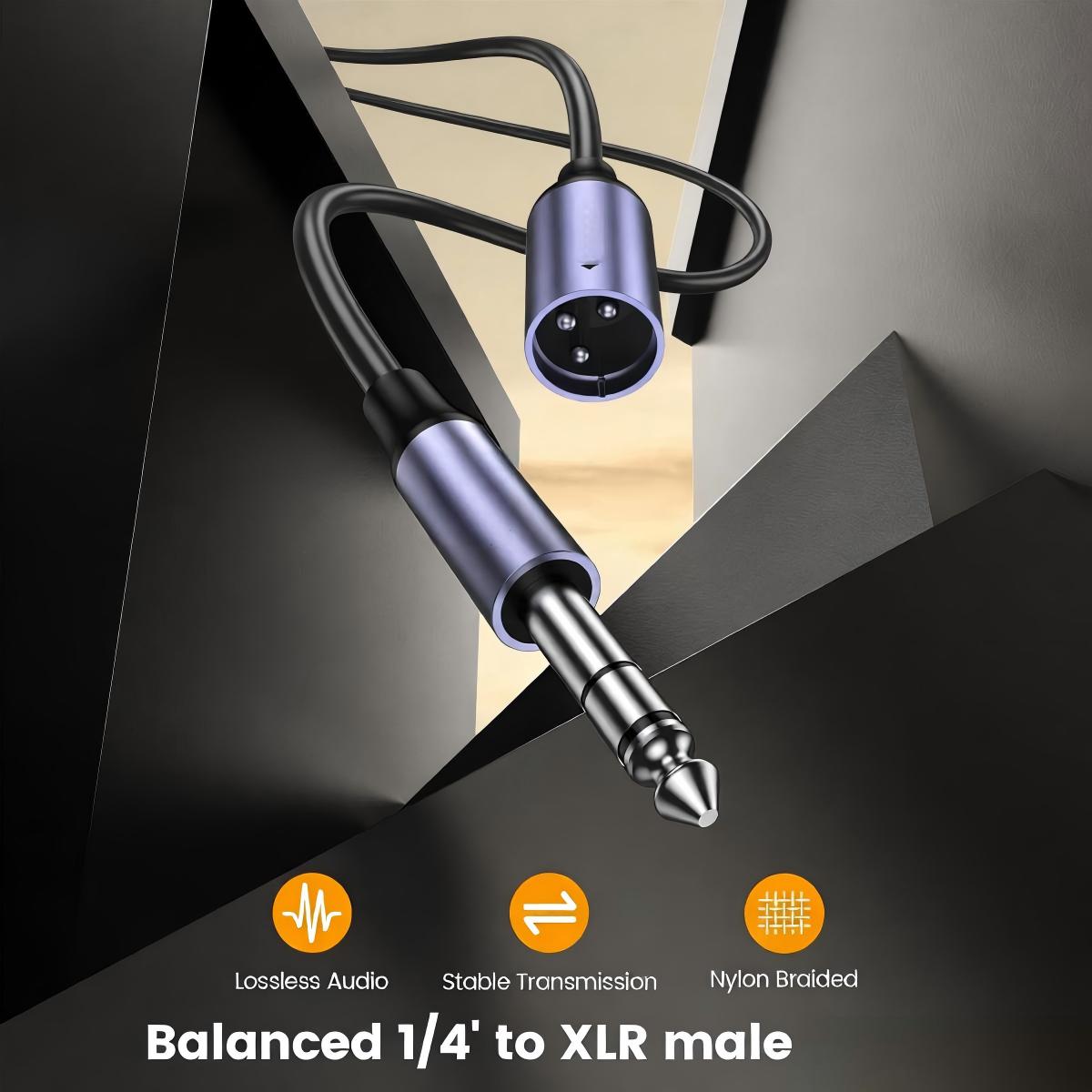 6.35mm TRS Male to XLR Female 3.3FT, 1/4 Inch Balanced Studio Grade Audio Cable forStudio Harmonizers, Equalizer, Amplifier, Microphone, Mixer, Dynamic Microphone, Electronic Keyboard-AU20-B-1.5