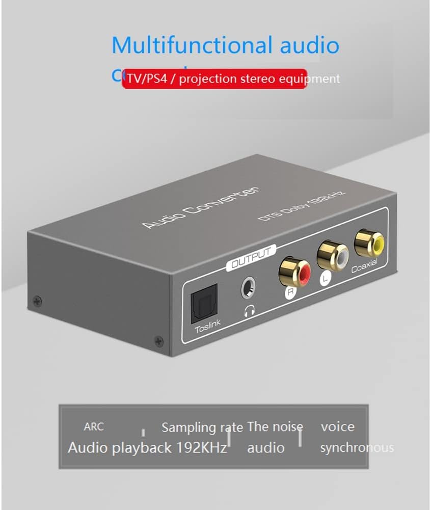 192KHz HDMI ARC Audio Extractor Digital to Analog Converter,SPDIF Toslink Coaxial to RCA 3.5mm AUX Adapter for TV, PS4, Home Theater, Soundbar--EX59-A-0-SY-V1-S1
