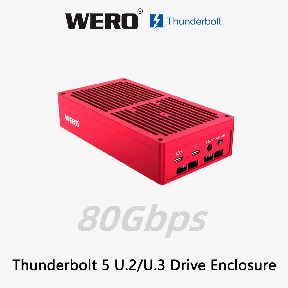 WERO Thunderbolt 5 U.2/U.3 NVMe & SATA SSD Enclosure，80Gbps solid-state dit hard drive box（1XU2-V80）
