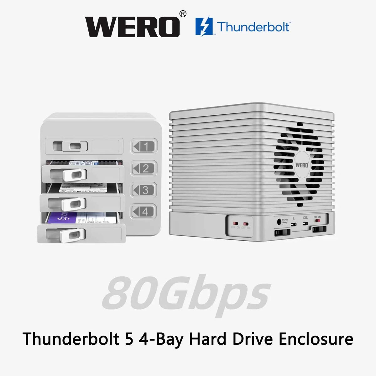 WERO Thunderbolt 5 4-Bay  U.2 Hard Drive Enclosure ，80Gbps Storage CUBE Series(4XU2-V80)