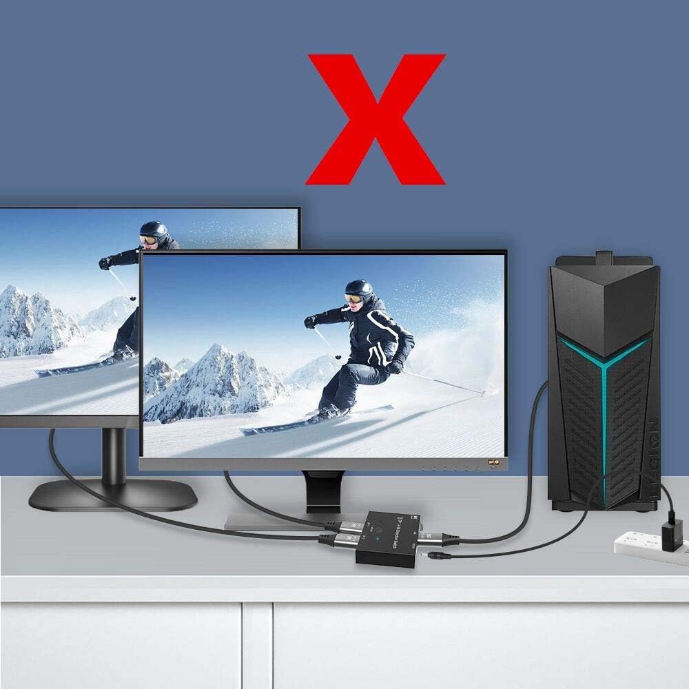 DisplayPort Switch Box 2-in-1-out 16K@60Hz 8K@120Hz DisplayPort 1.4 Switcher Compatible with PC, Laptop, Monitor, Gaming, TV-XH16D