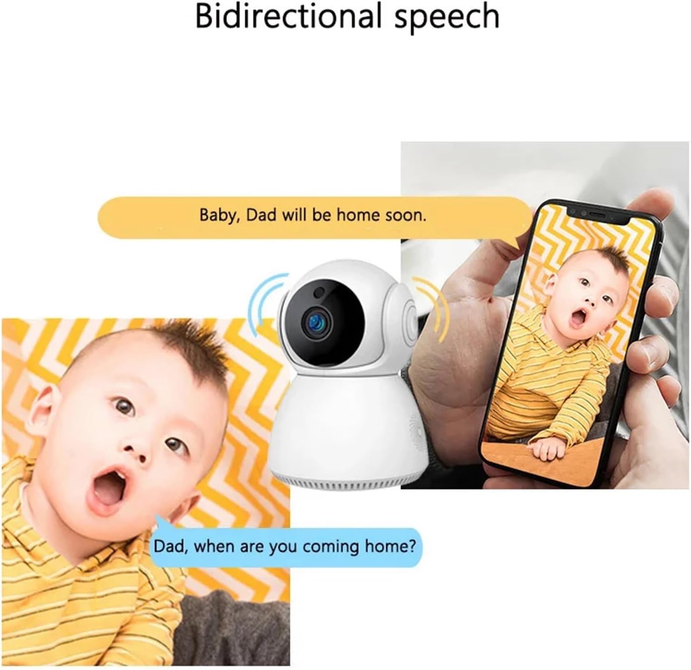 V380 Pro 3MP Wireless WiFi Baby Monitor IP Camera, Two-Way Audio Night Vision Human Motion Detection Wireless Home Surveillance Camera--P0095-1-V1-S1(ES-WI320VS)