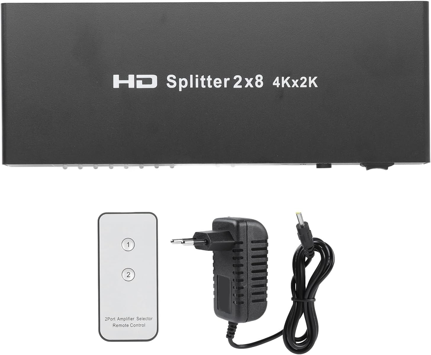 4K HDMI Switch 2 in 8 Out, Automatic HDMI Switcher Splitter with Remote Control, 3 Switching Modes, Aluminium HDMI Video Selector Box for Desktops TVs Laptops Set Top Boxes Games-XHS0208