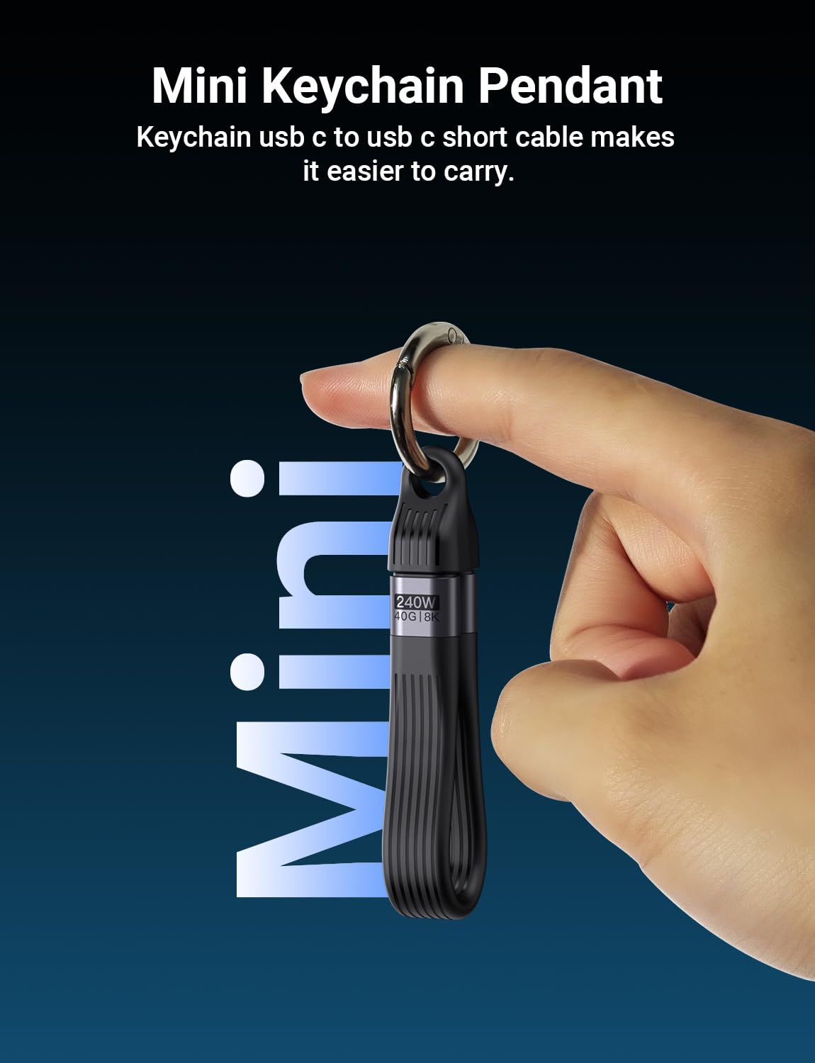Mini Keychain USB 4 Cable,PD 3.1 240W(48V/5A) Fast Charging & 40Gbps Data Transfer Portable Type C Cord for Carabiner for Phone, Mobile Power,Laptop(13cm)