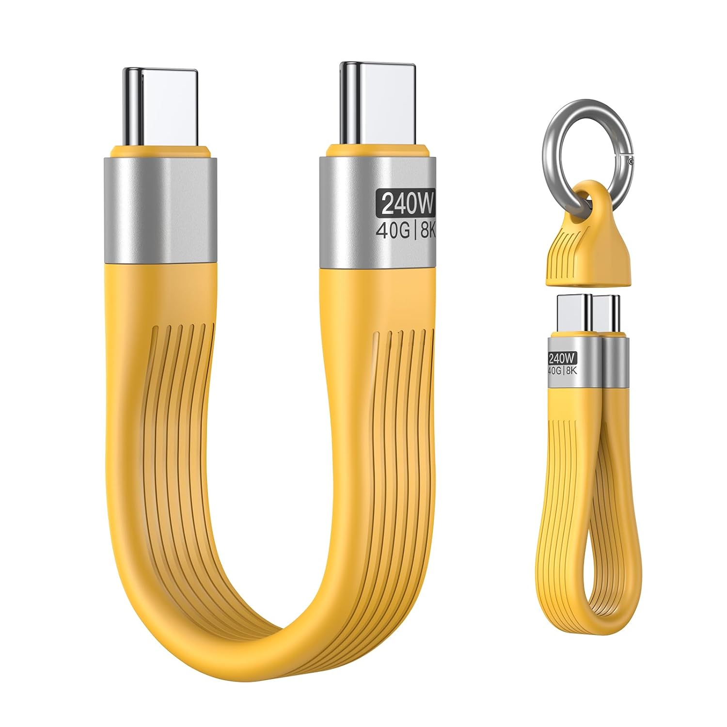 Mini Keychain USB 4 Cable,PD 3.1 240W(48V/5A) Fast Charging & 40Gbps Data Transfer Portable Type C Cord for Carabiner for Phone, Mobile Power,Laptop(13cm)
