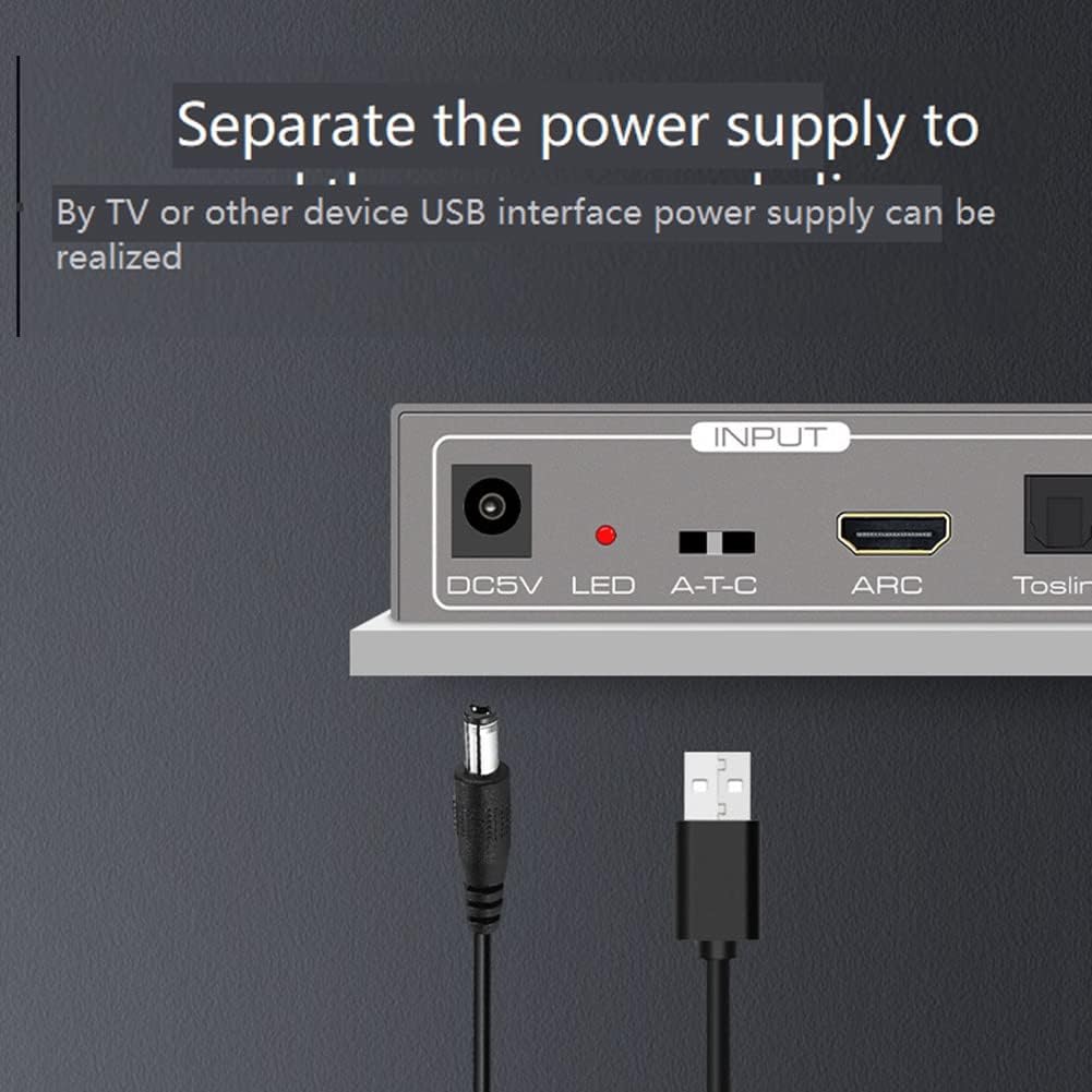 192KHz HDMI ARC Audio Extractor Digital to Analog Converter,SPDIF Toslink Coaxial to RCA 3.5mm AUX Adapter for TV, PS4, Home Theater, Soundbar--EX59-A-0-SY-V1-S1