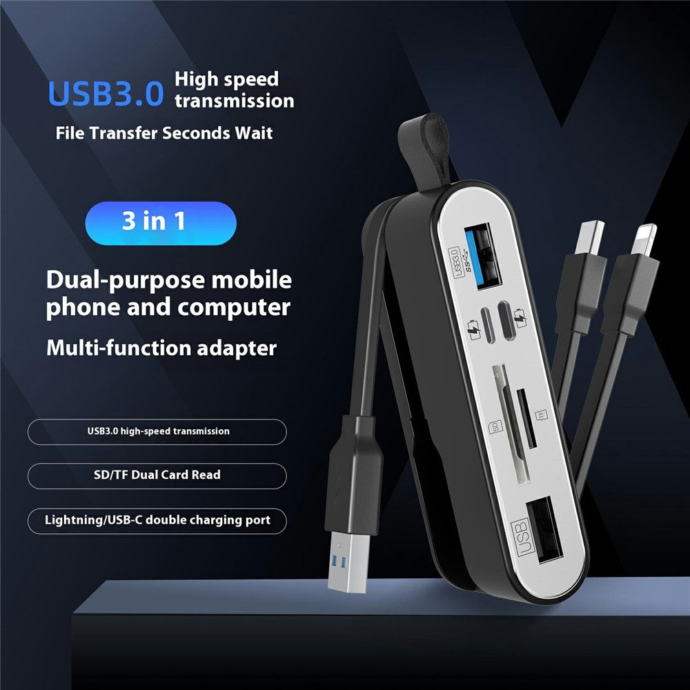 6-in-1 SD Card Reader & USB OTG Adapter for iPhone/iPad, USB-C and USB-A Devices with Micro SD & SD Card Slots, Supports SDHC/SDXC/MMC-NK-1058HD