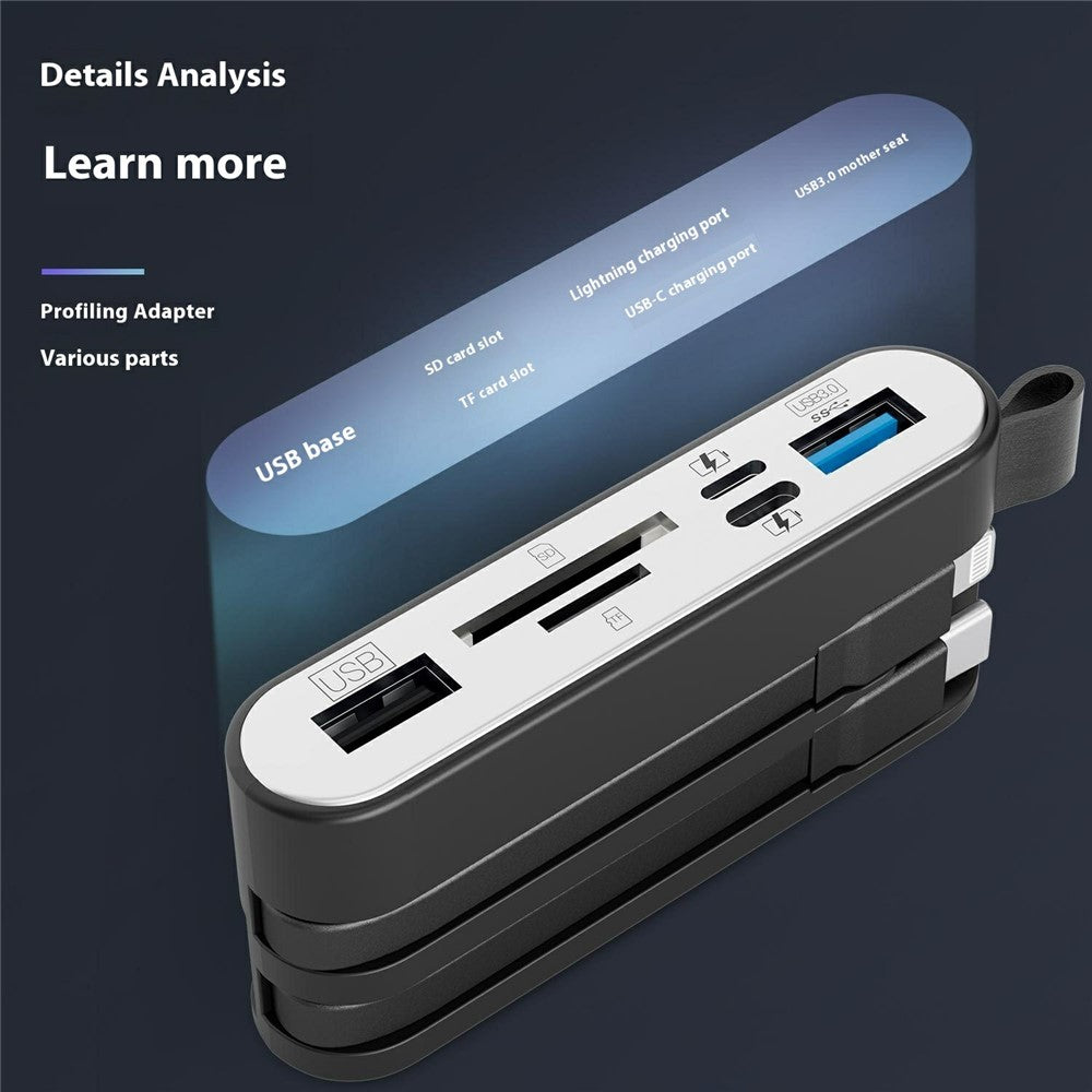 6-in-1 SD Card Reader & USB OTG Adapter for iPhone/iPad, USB-C and USB-A Devices with Micro SD & SD Card Slots, Supports SDHC/SDXC/MMC-NK-1058HD