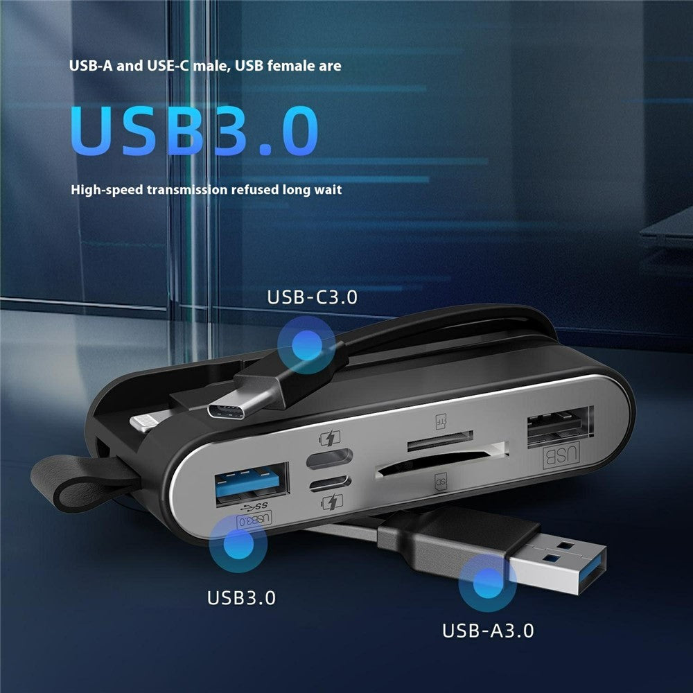 6-in-1 SD Card Reader & USB OTG Adapter for iPhone/iPad, USB-C and USB-A Devices with Micro SD & SD Card Slots, Supports SDHC/SDXC/MMC-NK-1058HD
