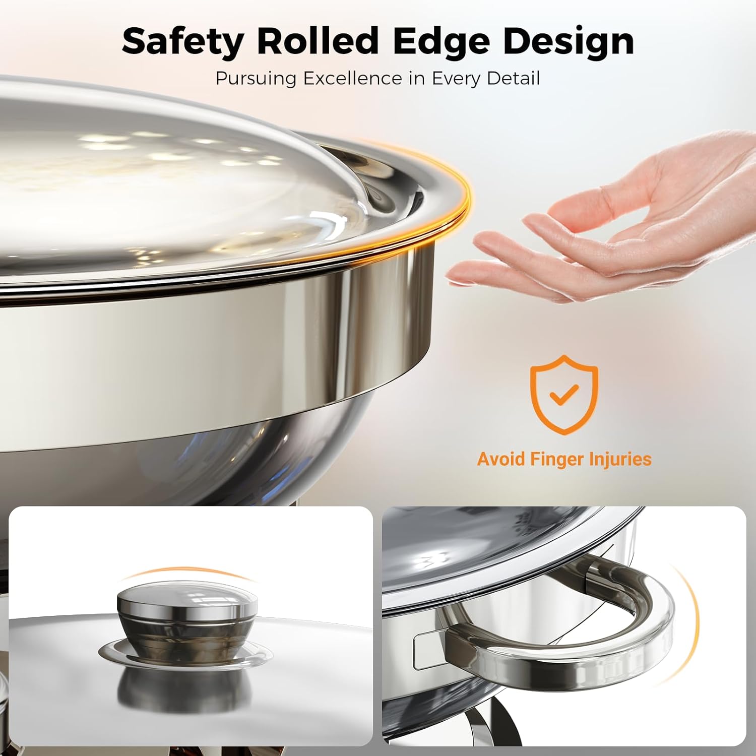 Chafing Dishes for Buffet 4 Pack, 5QT Round Stainless Steel Chafing Dish Set Food Pan with Lid, Buffet Warmers Sets for Home, Gatherings, Birthday, Parties, Church Events,Catering Events