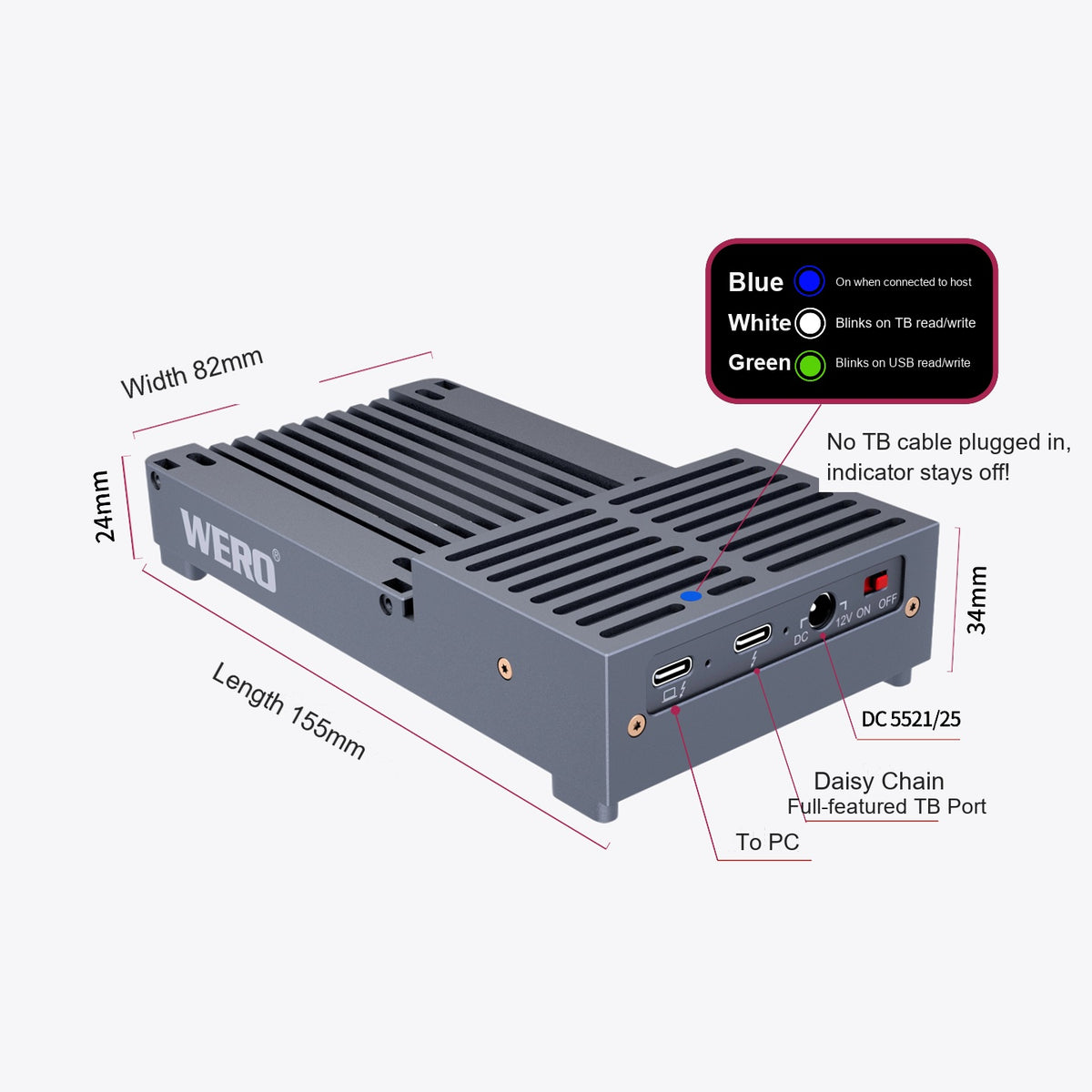 WERO Thunderbolt 3 Dual-Mode U.2/3 SSD DOCK Station(1XU2-V40)