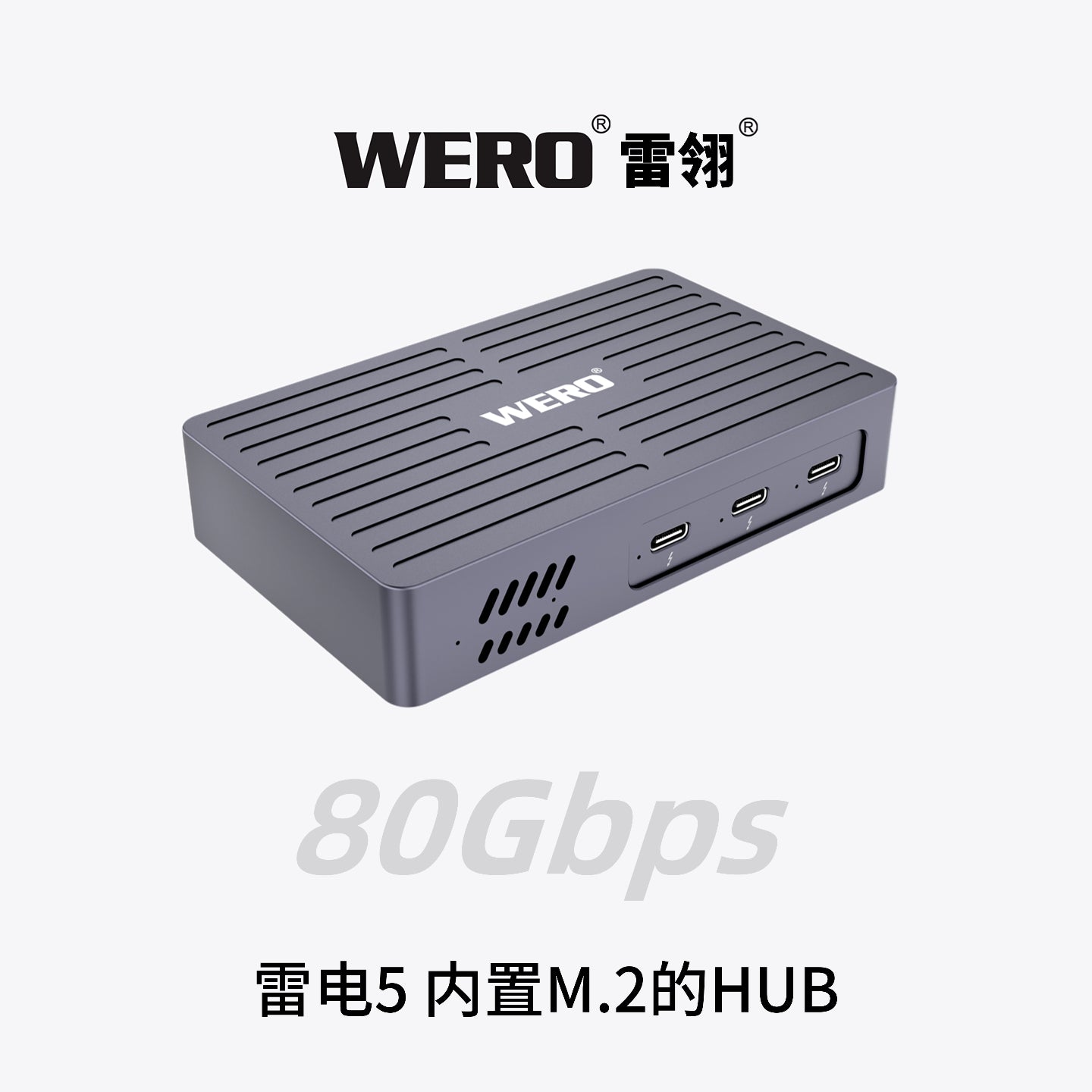 Thunderbolt 5 Hub M.2 NVMe SSD Enclosure 80/120Gbps High Speed Docking Station