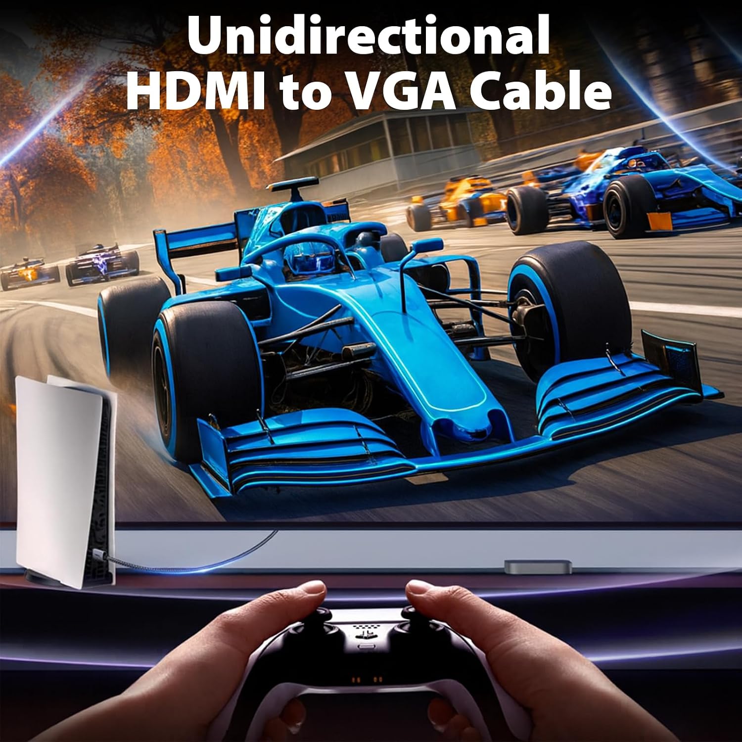 HDMI to VGA Adapter Cable 6FT [Metal Case, PVC Cable] 1080P@60Hz HDMI Male to VGA Male Uni-Directional  for Computer, Laptop, Monitor, Roku, Xbox, Graphics Card More---AV51-D-1.8