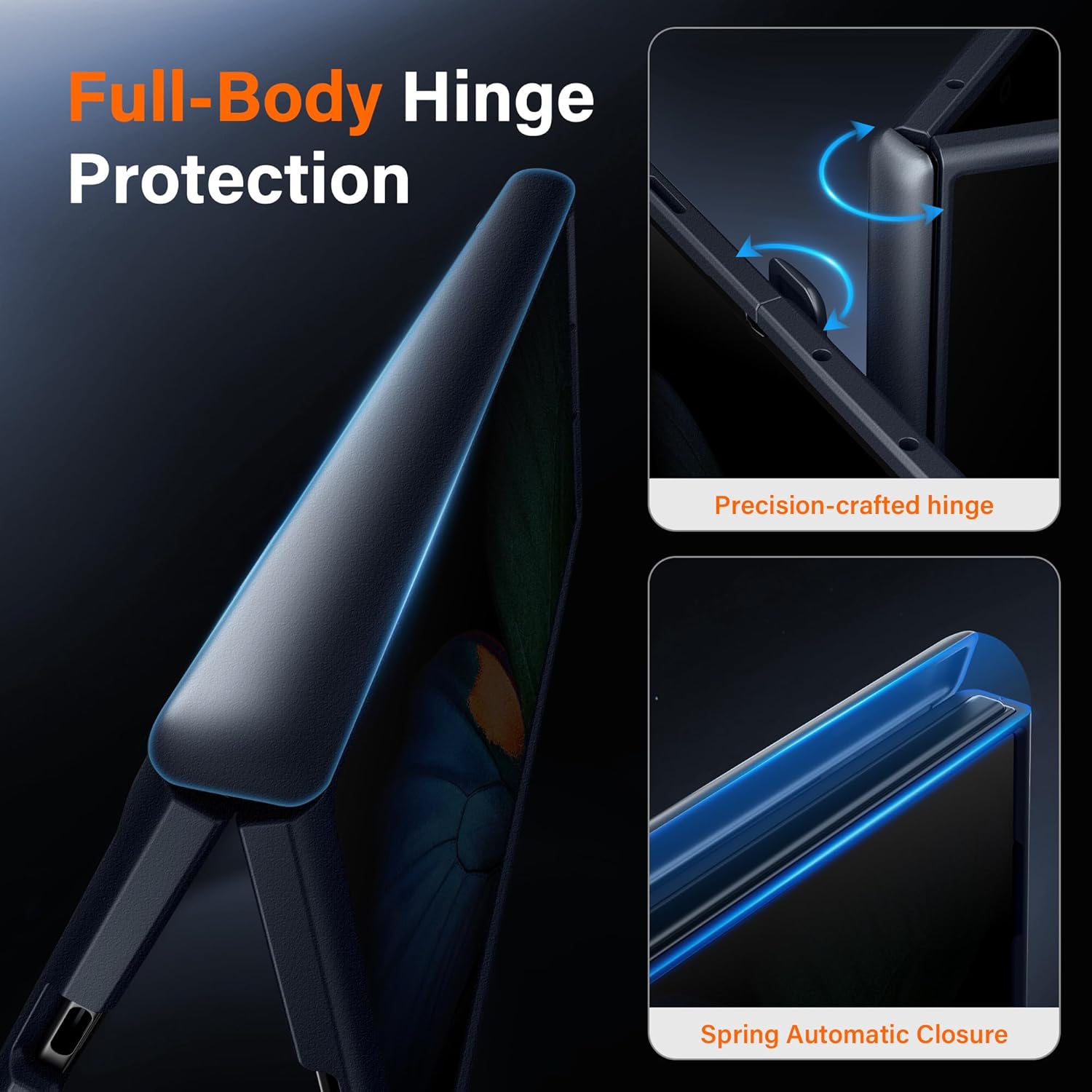 MOBOSI Slim Magnetic Phone Case for Samsung Galaxy Z Fold 7, Full Body Hinge Protection & Built-in Kickstand, MagSafe Compatible Cover with Privacy Screen Protector for Z Fold7, Black
