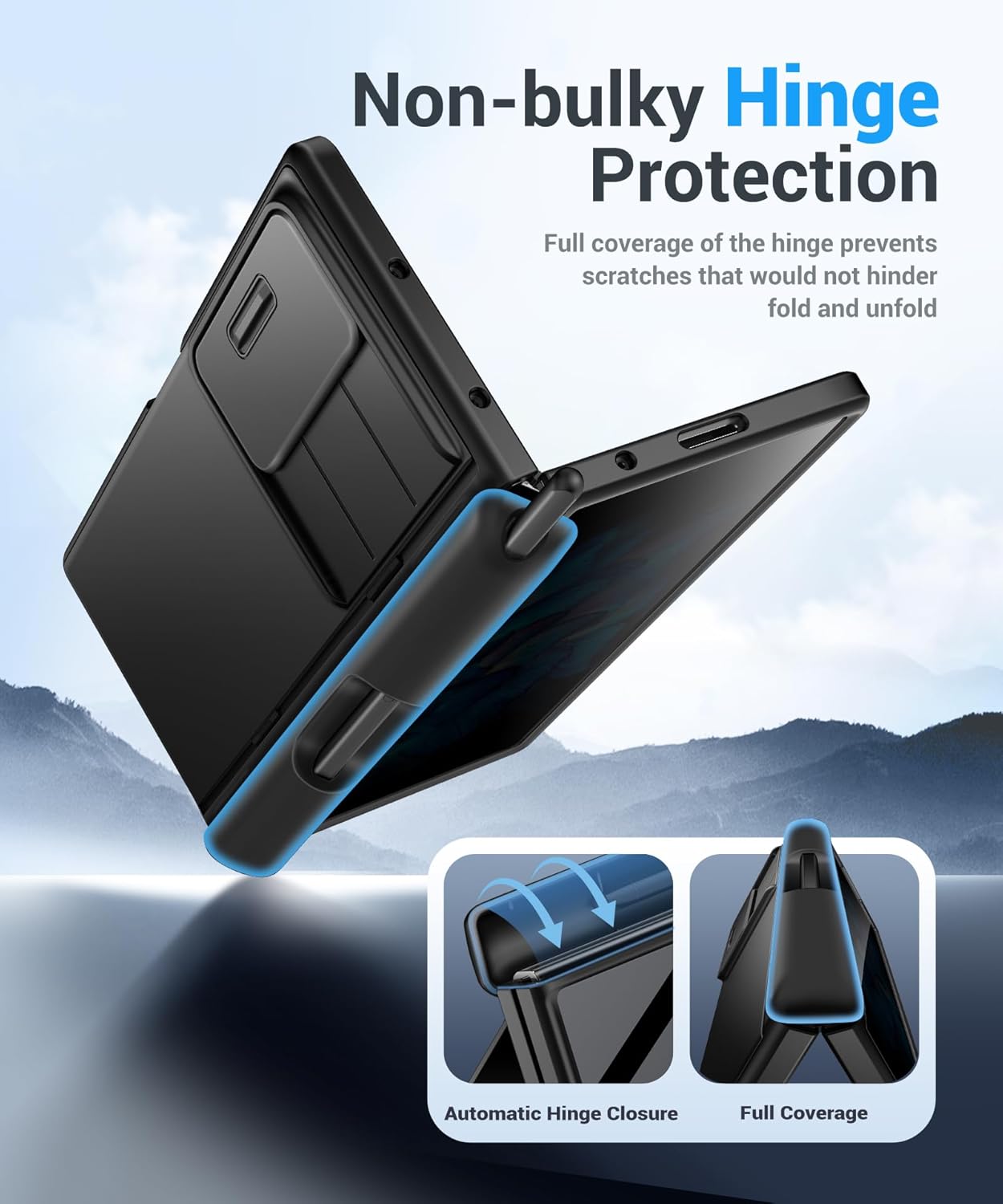MOBOSI for Z Fold 7 Case with Privacy Screen Protector, [Anti Spy] Hidden Kickstand & Slide Camera Cover & Hinge Protective, Full Body Shockproof Phone Case for Samsung Galaxy Z Fold 7, Black Stylus