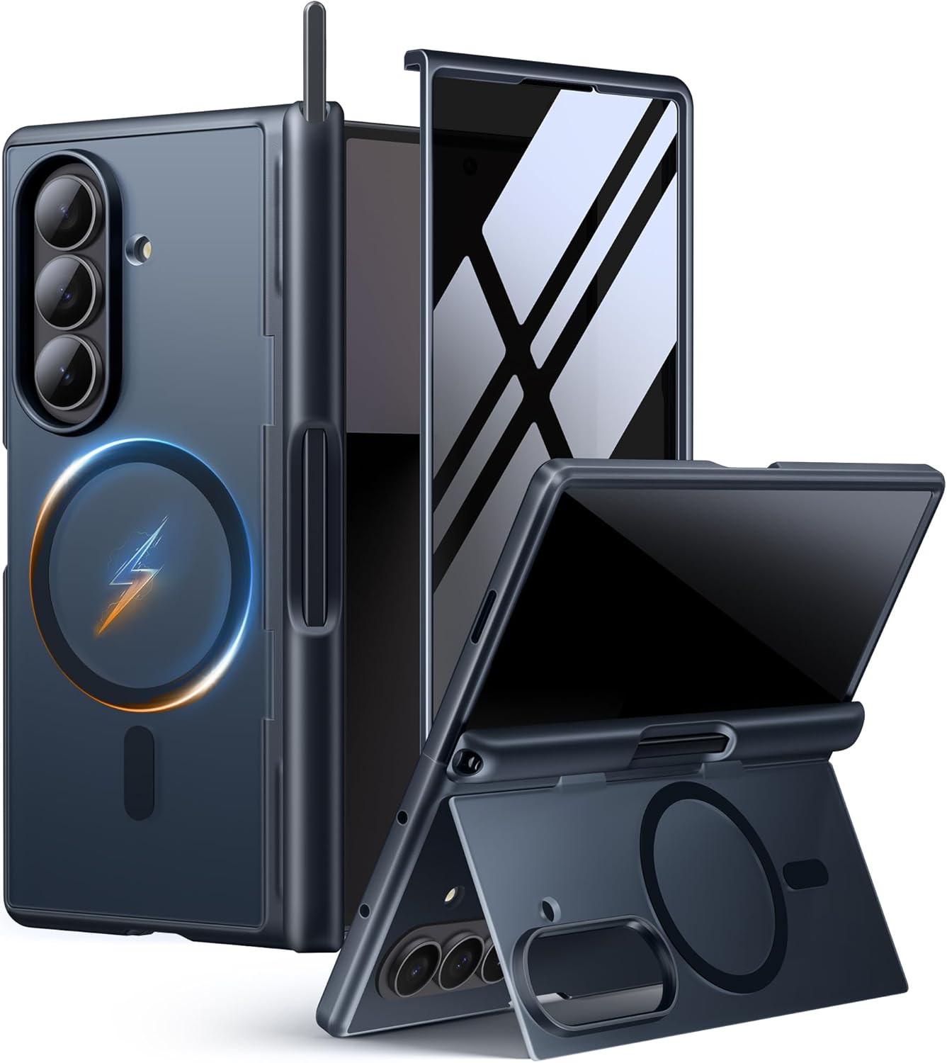MOBOSI Case for Samsung Galaxy Z Fold 7 with Stylus Pen, MagSafe Compatible, Built-in Privacy Screen Protector, Full Body Hinge Protection, Integrated Kickstand & Pen Slot, Slim Thin Full-Body Protective Phone Cover, Black
