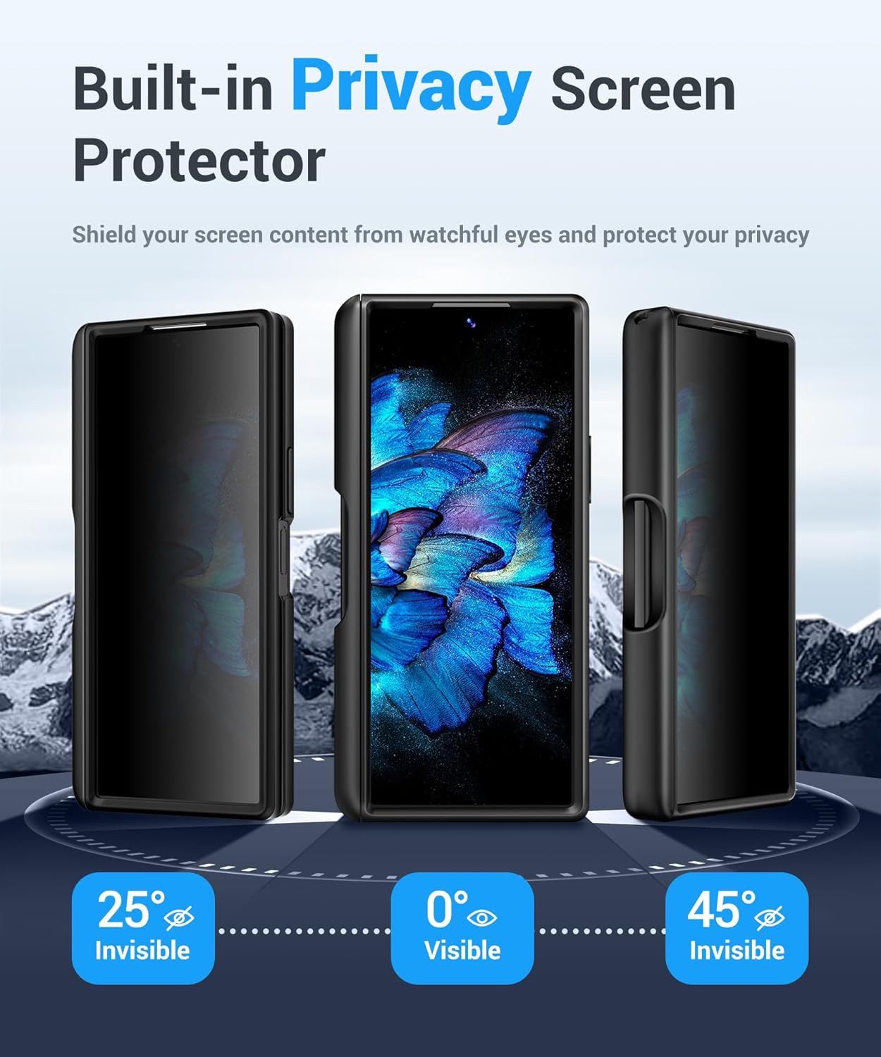 MOBOSI for Z Fold 7 Case with Privacy Screen Protector, [Anti Spy] Hidden Kickstand & Slide Camera Cover & Hinge Protective, Full Body Shockproof Phone Case for Samsung Galaxy Z Fold 7, Black Stylus