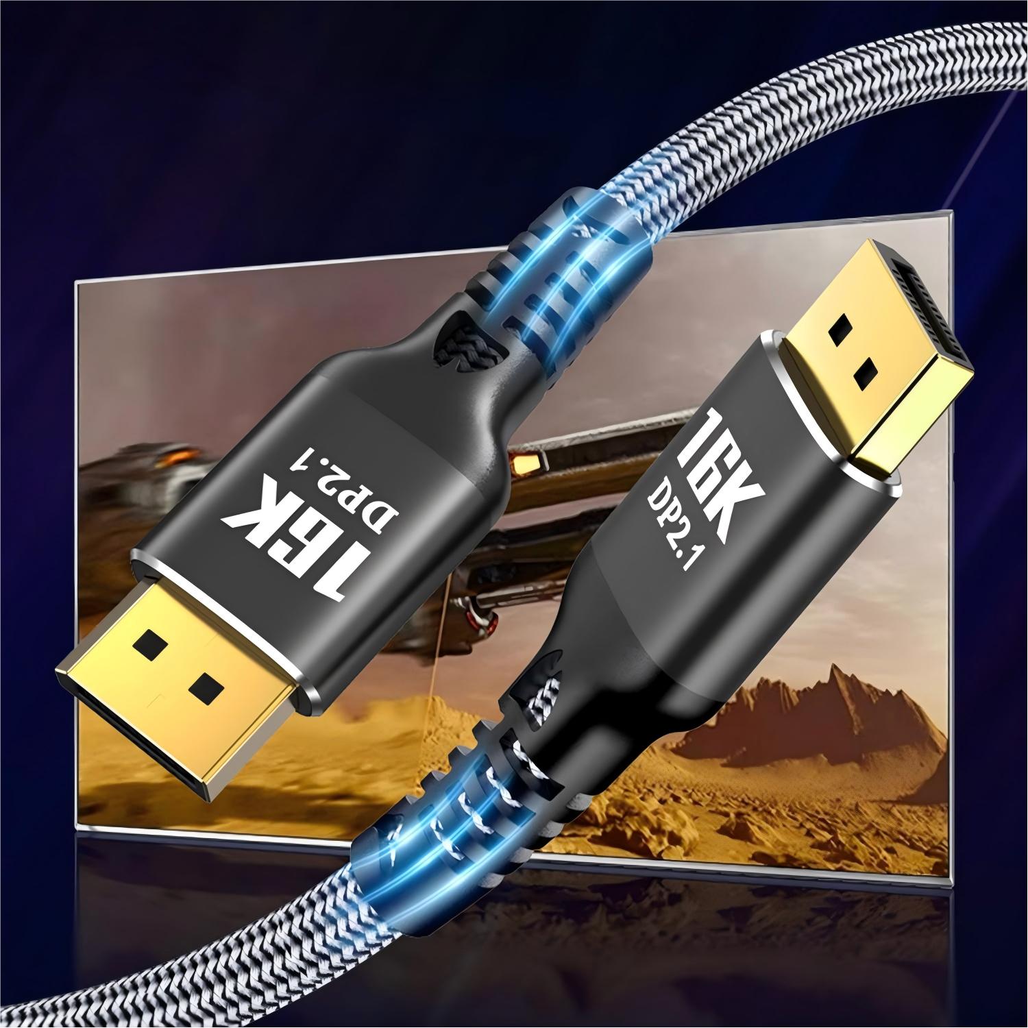 DisplayPort 2.1 Cable, 16K 30Hz 40Gbps Dynamic HDR 3D Audio, Male to Male Cable with 32bit Sound Sync, for G Sync FreeSync Gaming Monitors-AV98-A