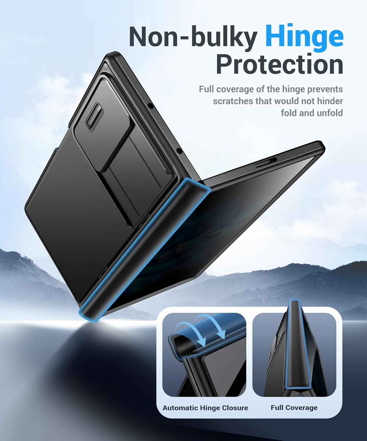 MOBOSI Anti Spy Full Body Shockproof Case for Samsung Galaxy Z Fold 7, Built-in Privacy Screen Protector, Hidden Kickstand, Slide Camera Cover & Hinge Protection, Black