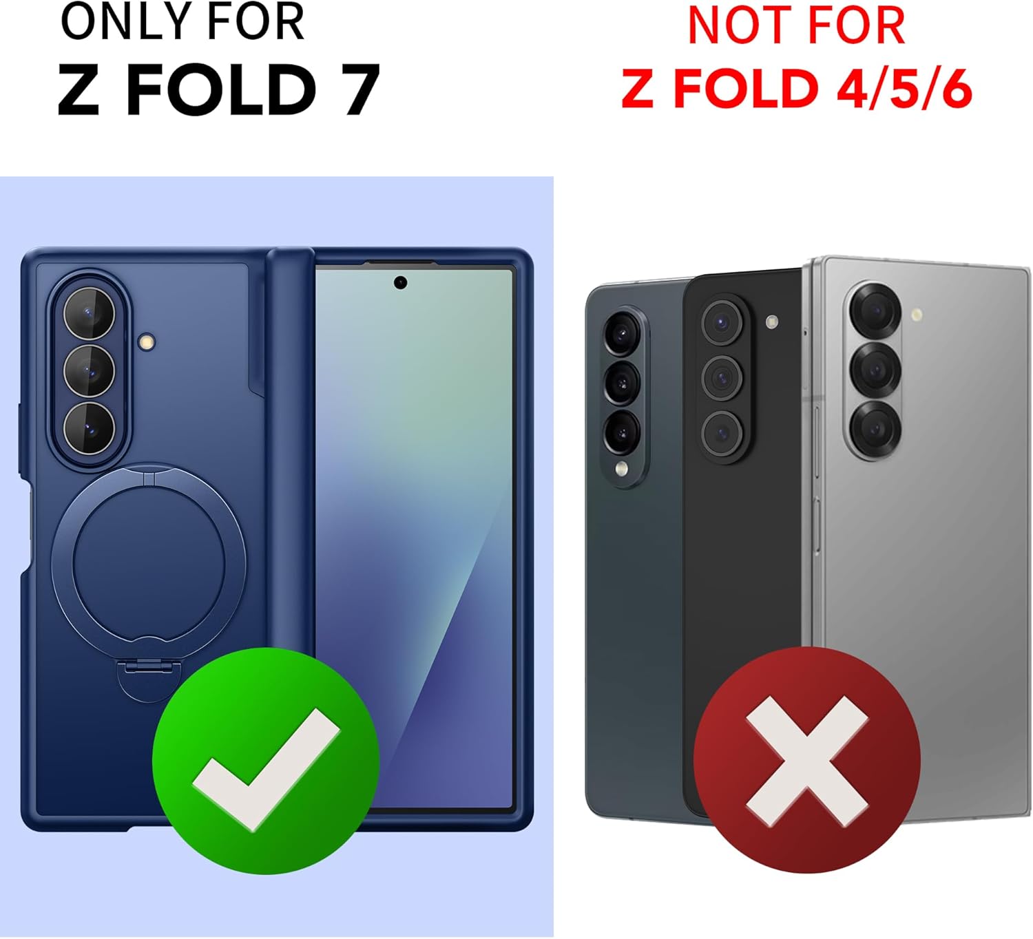 MOBOSI 18FT MIL-Grade Shockproof Phone Case for Samsung Galaxy Z Fold 7, MagSafe Compatible, Built-in Privacy Screen Protector & Rotatable Ring Stand, Slim Magnetic Protective Cover, Blue