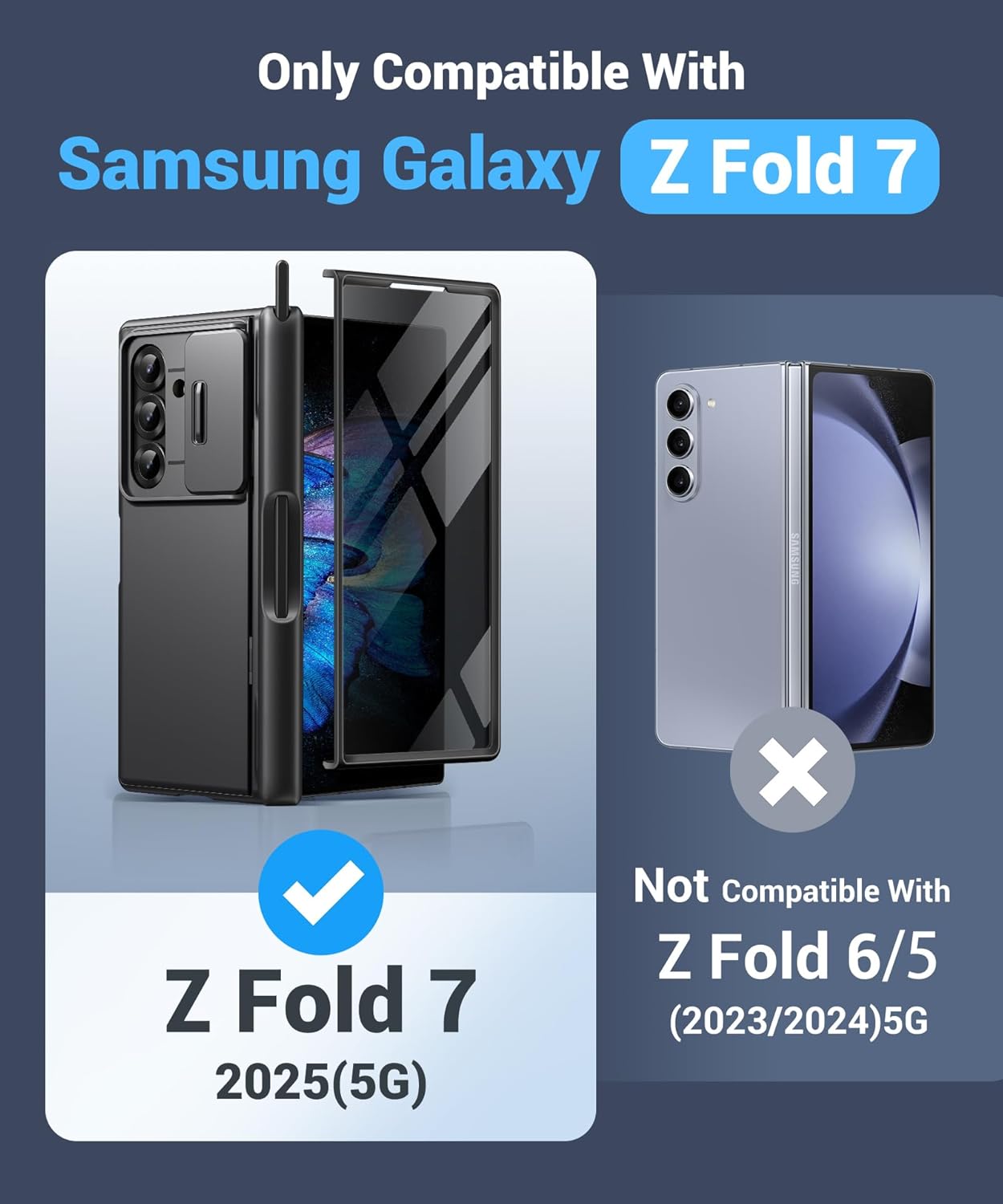 MOBOSI for Z Fold 7 Case with Privacy Screen Protector, [Anti Spy] Hidden Kickstand & Slide Camera Cover & Hinge Protective, Full Body Shockproof Phone Case for Samsung Galaxy Z Fold 7, Black Stylus