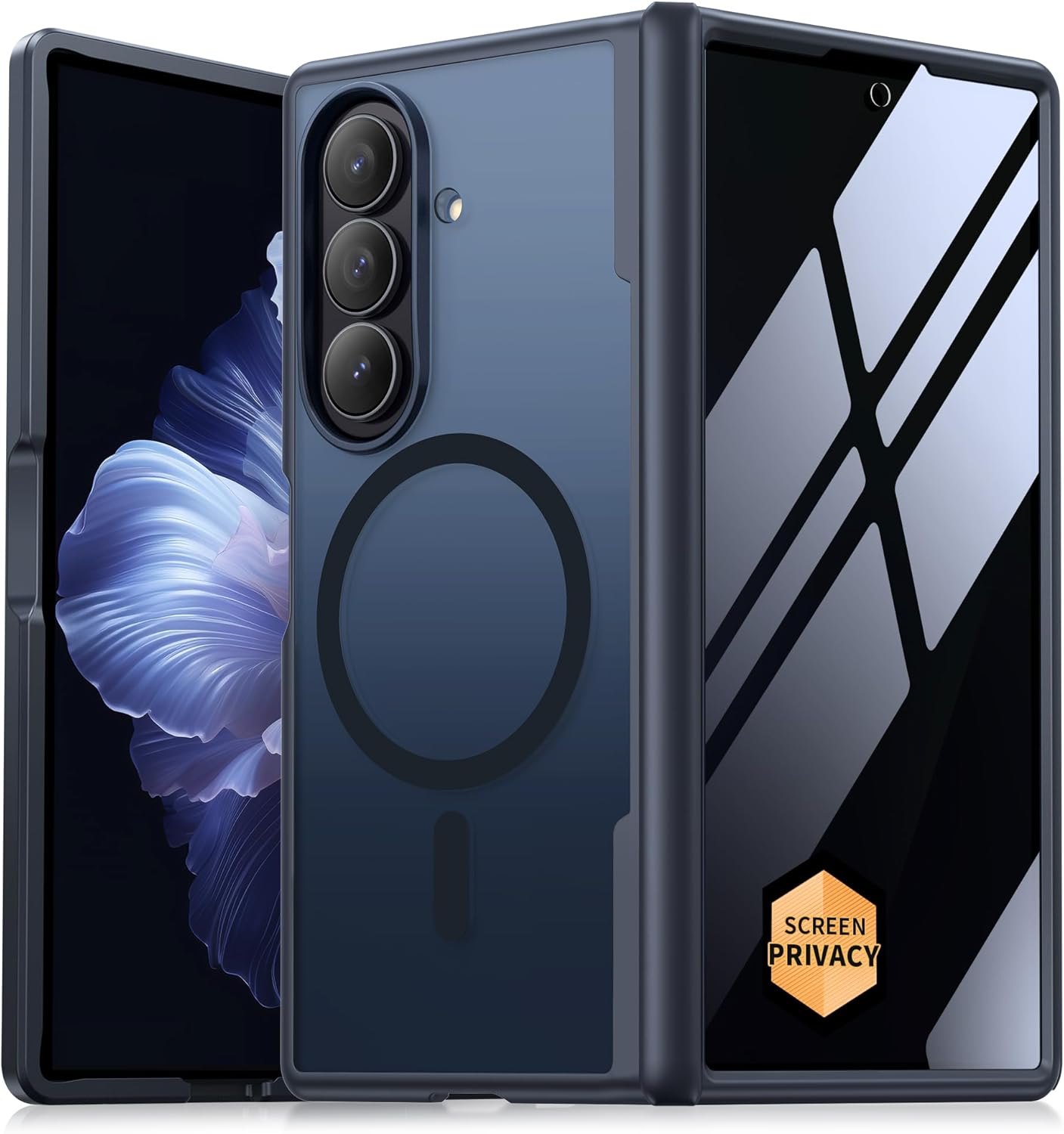 MOBOSI Shockproof Phone Case for Samsung Galaxy Z Fold 7, Full Body Hinge Protection & Built-in Privacy Screen Protector, Magnetic MagSafe Compatible Cover for Z Fold7, Black