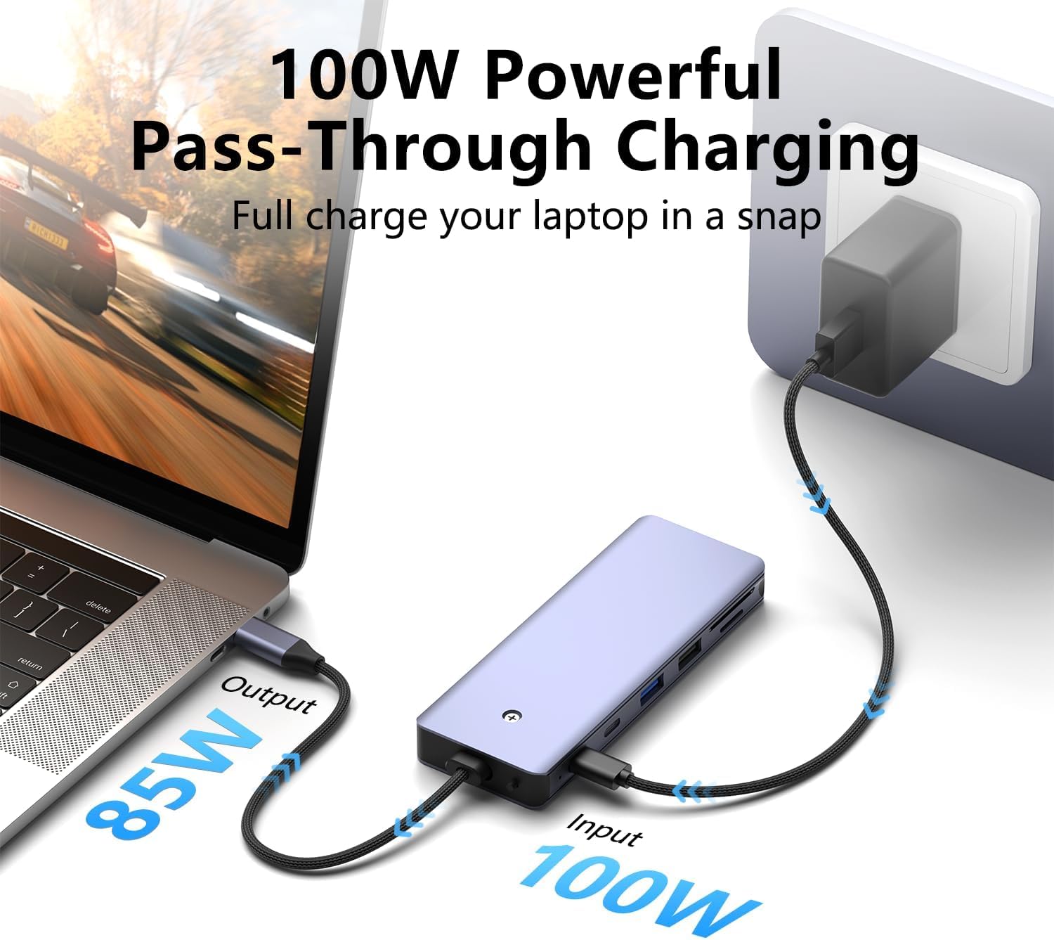 7-in-1 type C Hub with M.2 NVMe SSD Enclosure, 10Gbps USB-C/3.1 Gen2, 100W PD, USB 2.0, PCIe 3.0 Support for MacBook Pro & Type-C Devices-UH07-001