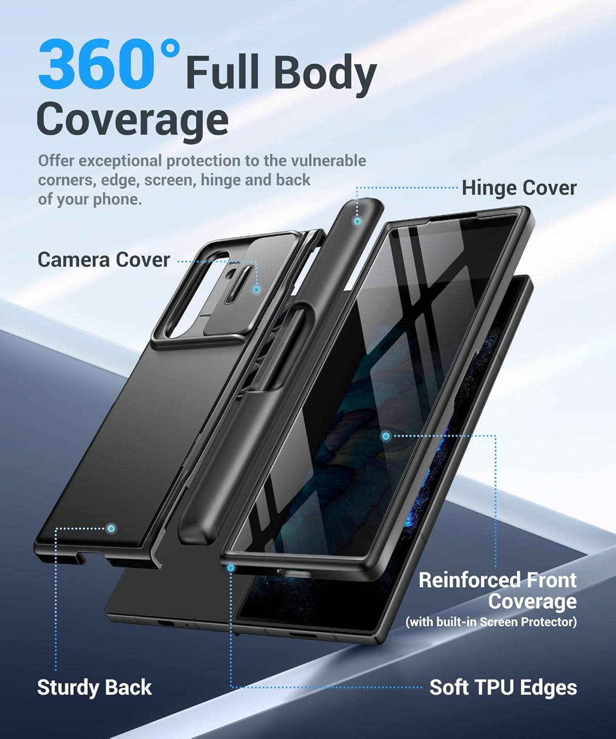 MOBOSI for Z Fold 7 Case with Privacy Screen Protector, [Anti Spy] Hidden Kickstand & Slide Camera Cover & Hinge Protective, Full Body Shockproof Phone Case for Samsung Galaxy Z Fold 7, Black Stylus