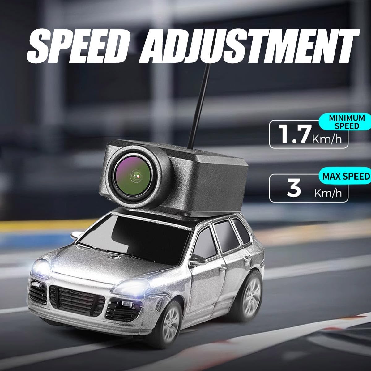 Mini RC Car with Camera, 1/64 Scale APP-Controlled Fully Proportional FPV Remote Control Racing Car with Gyro and Underbody Lighting
