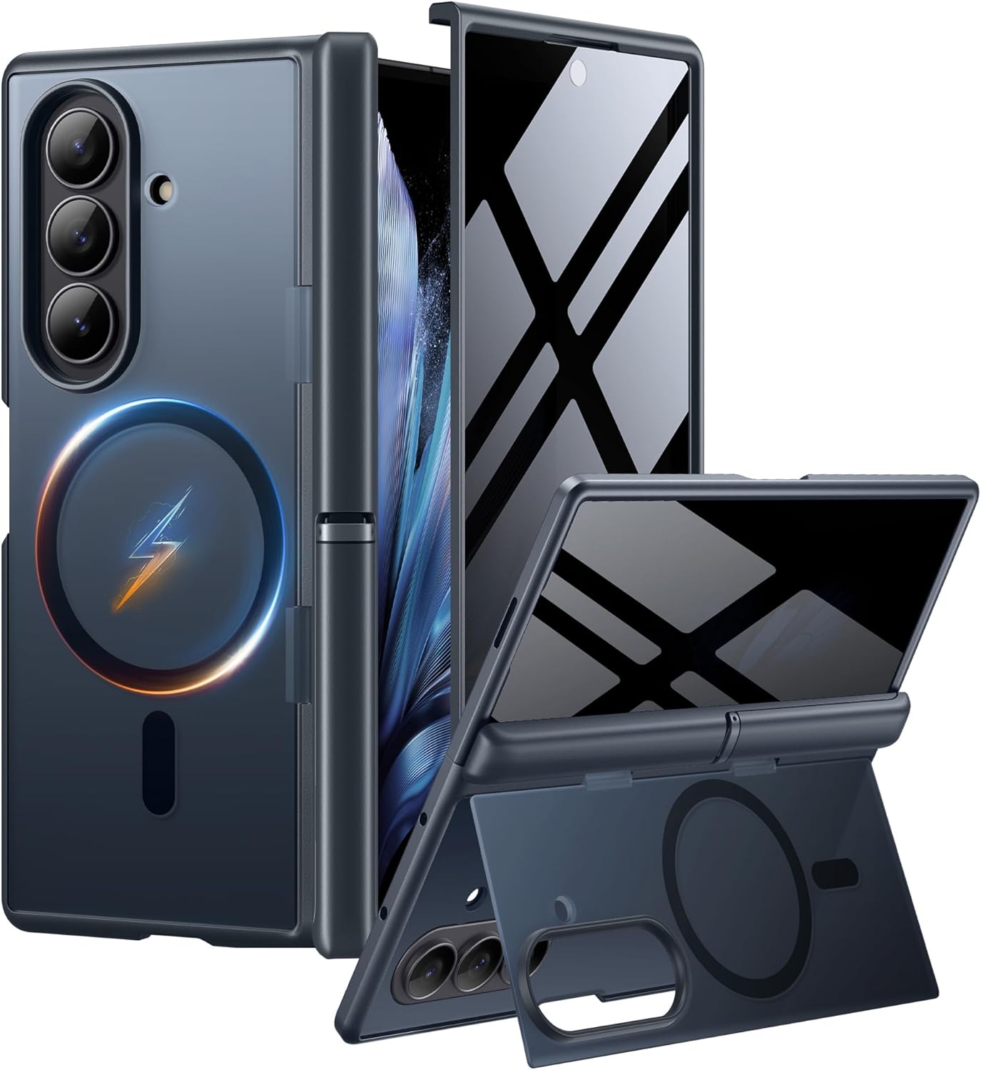 MOBOSI for Samsung Galaxy Z Fold 7 Case with Privacy Screen Protector, [Compatible with Magsafe], [Built-in Kickstand & Full Body Hinge Protection] Magnetic Slim Phone Case for Z Fold7, Black