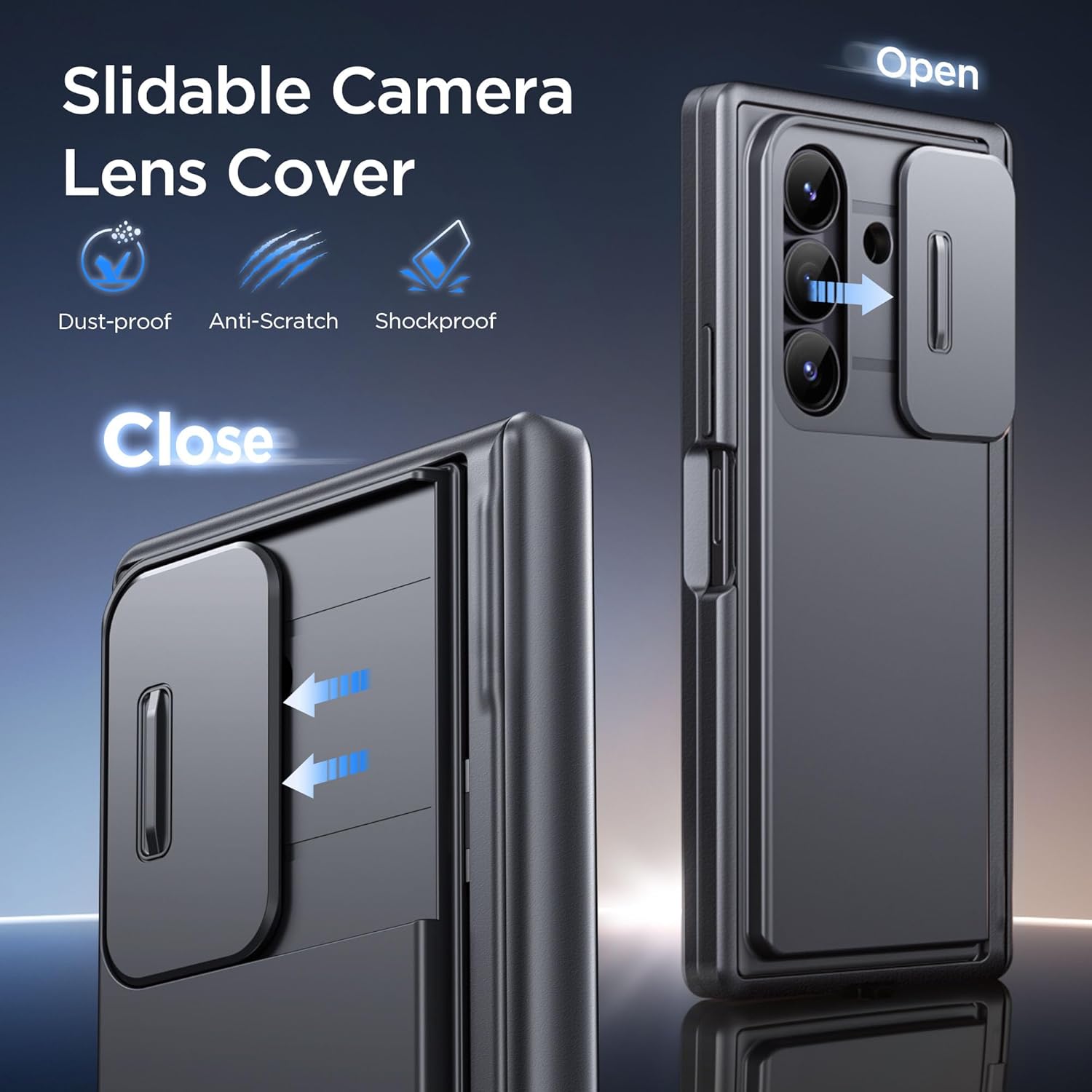 Samsung Galaxy Z Fold 7 2025 MOBOSI Wallet Case Black, Built-in Slide Camera Cover & Large Kickstand, Anti Spy Privacy Screen Protector Included, 4-Card Slots Anti-Peep Z7 Phone Cover