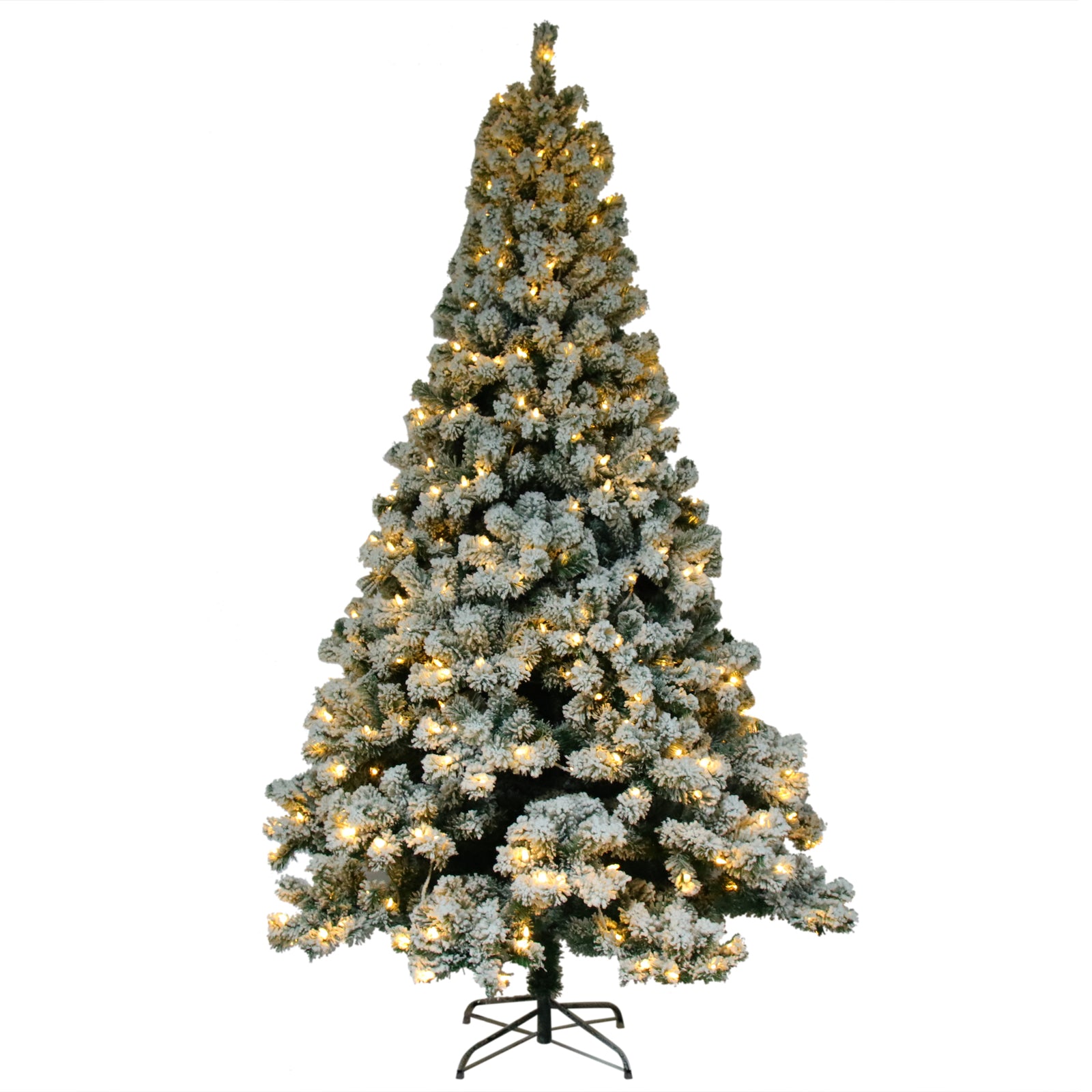 6FT Artificial Snow Flocked Christmas Tree - Pre-Lit with 8 Lighting Modes & 928 Realistic Branches | Easy Setup | Holiday Decor | Stand Included