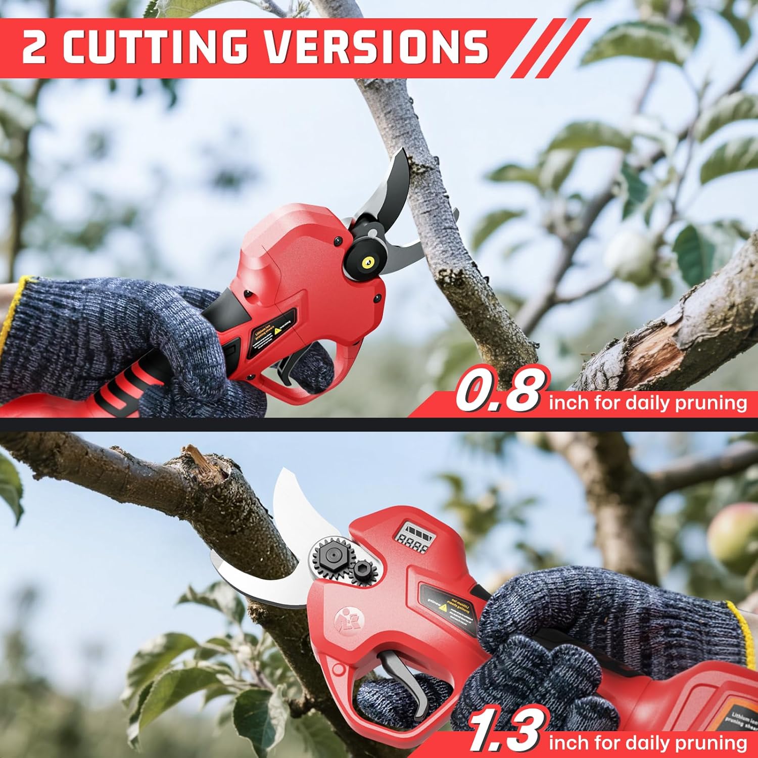 Electric Pruning Shears for Gardening,Garden Shears Cutter 0.5 Second Shear Speed 0.8-1.4"Cutting Diameter Brushless Trimming Branch,Pruning Shears with 6000 Cuts of 2 Rechargeable Battery