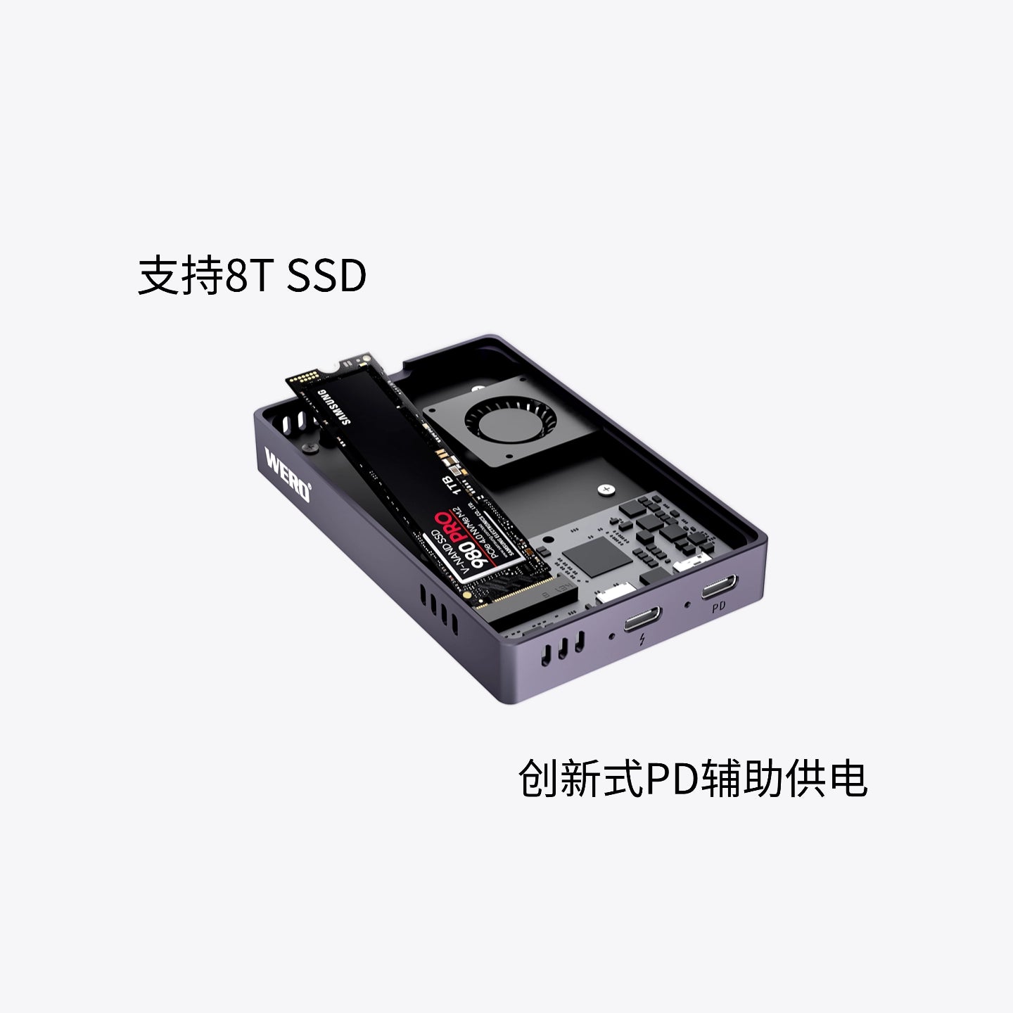 WERO Thunderbolt Hard Disk Box 3/4/5 Computer Dual Mode 40G/10G Auxiliary Power Supply Phone Magnetic Mobile External Box(SSD-Magnetic)