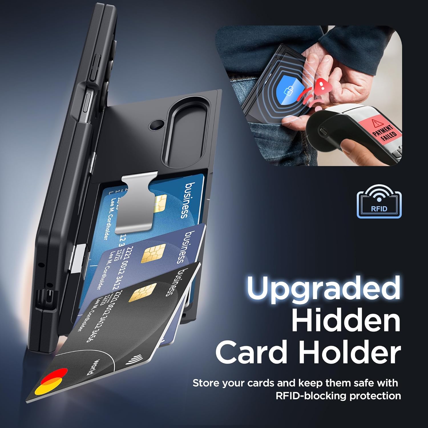 Samsung Galaxy Z Fold 7 2025 MOBOSI Wallet Case Black, Built-in Slide Camera Cover & Large Kickstand, Anti Spy Privacy Screen Protector Included, 4-Card Slots Anti-Peep Z7 Phone Cover