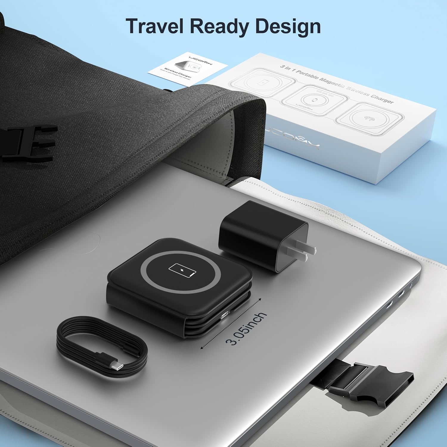 UCOMX Nano 3 in 1 Wireless Charger,Magnetic Foldable Charging Station