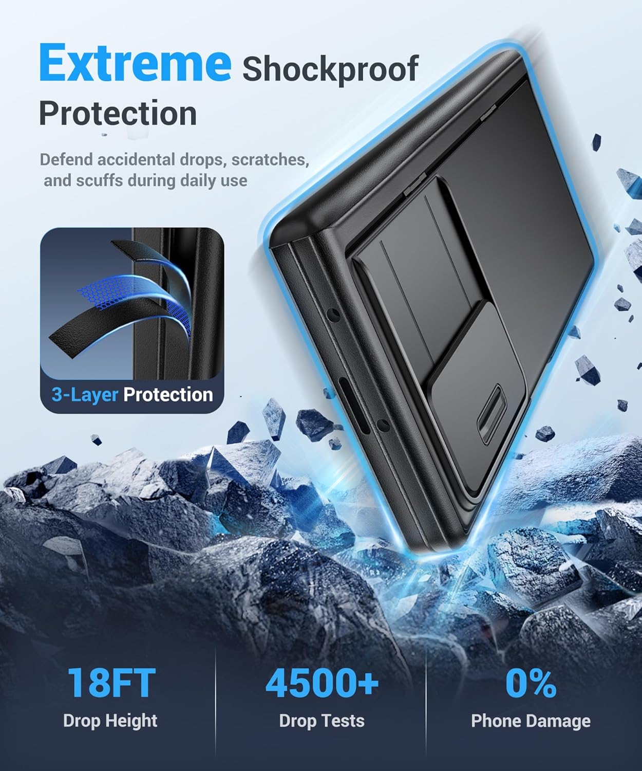 MOBOSI Anti Spy Full Body Shockproof Case for Samsung Galaxy Z Fold 7, Built-in Privacy Screen Protector, Hidden Kickstand, Slide Camera Cover & Hinge Protection, Black