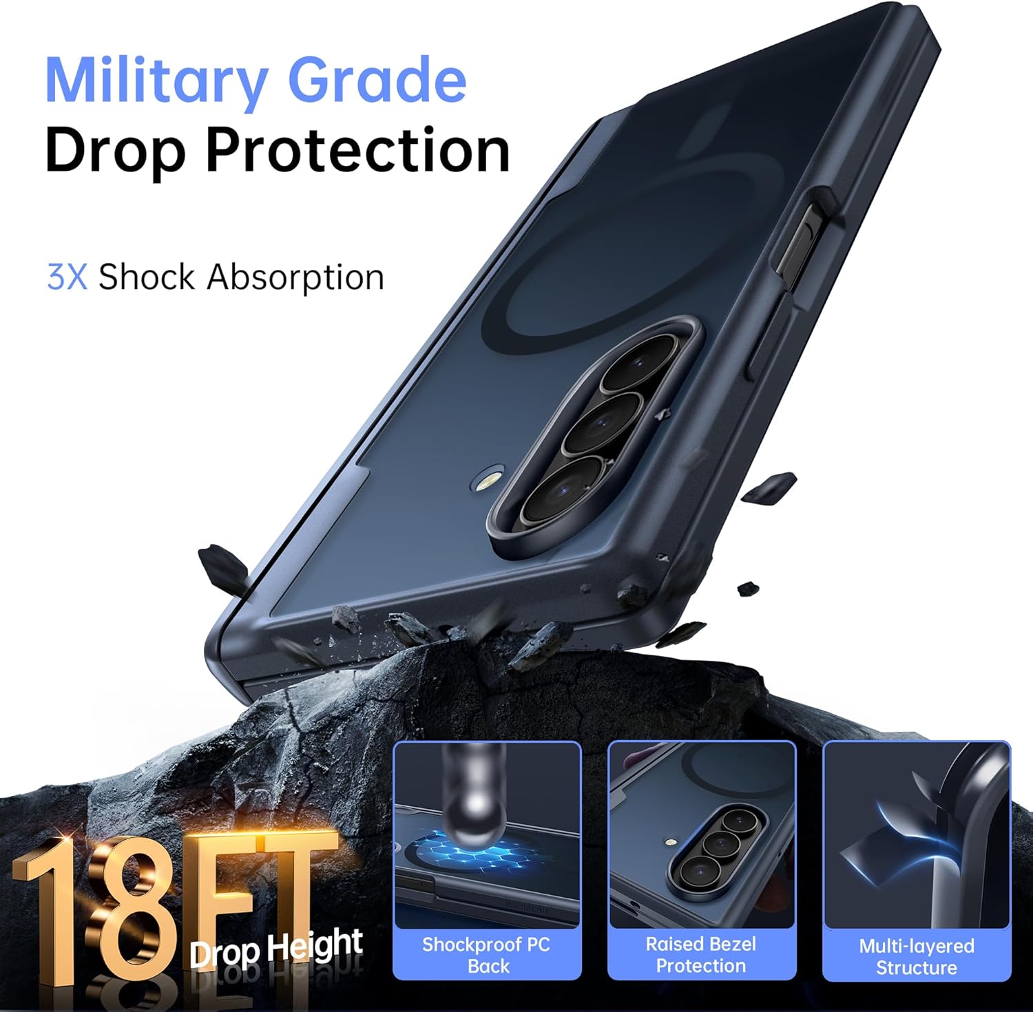 MOBOSI Shockproof Phone Case for Samsung Galaxy Z Fold 7, Full Body Hinge Protection & Built-in Privacy Screen Protector, Magnetic MagSafe Compatible Cover for Z Fold7, Black