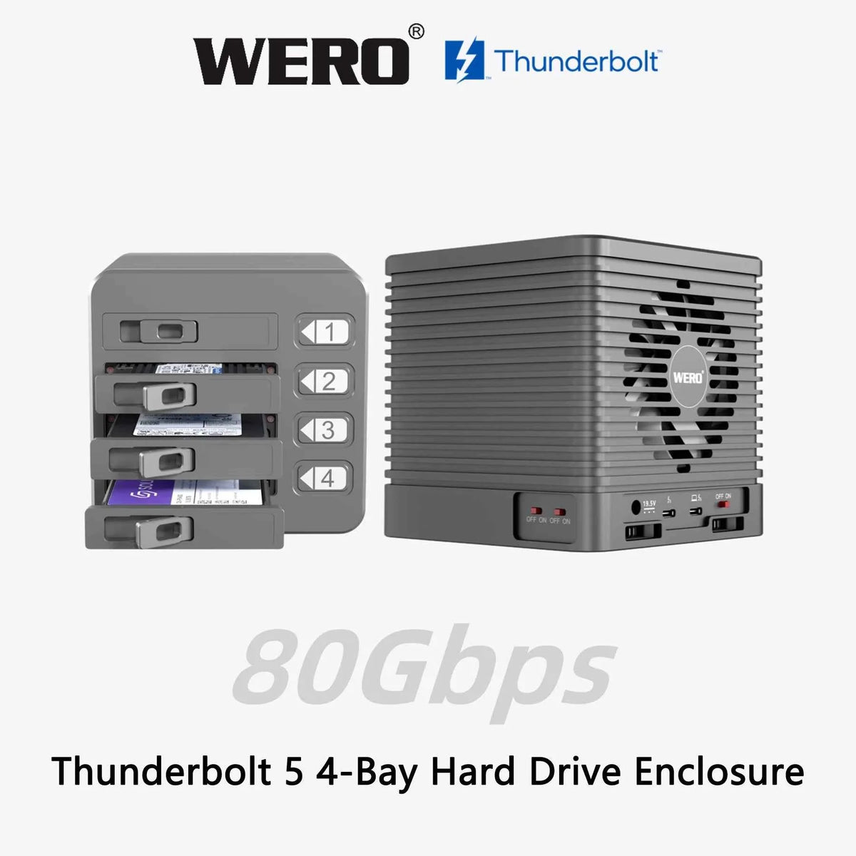 WERO Thunderbolt 5 4-Bay  U.2 Hard Drive Enclosure ，80Gbps Storage CUBE Series(4XU2-V80)