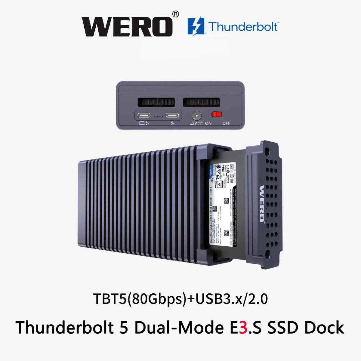WERO Thunderbolt 5 Dual-Mode e3.s SSD Enclosure Docking Station（1xE3.s-V80）