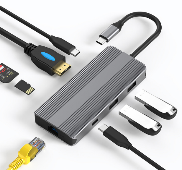 10-in-1 USB-C Docking Station with Dual 8K@30Hz HDMI, 5Gbps USB 3.0, 100W PD Charging, Gigabit Ethernet, SD/TF Card Reader, Audio, Compatible with Windows/macOS/Linux-UH10-5-A
