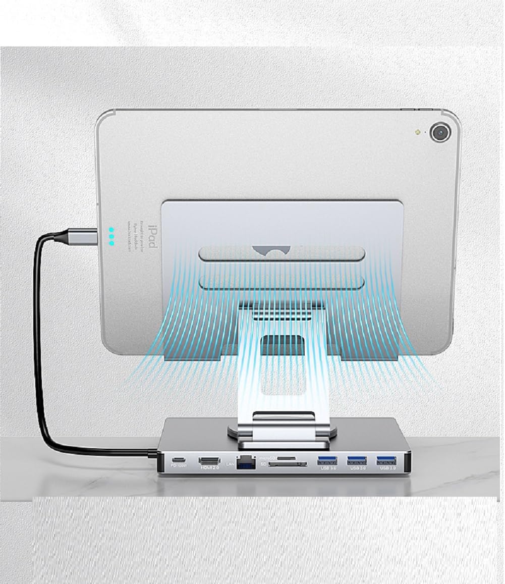 9 in 1 Type - c Hub USB Docking Station Laptop Stand Multiport 3.0 TF Card Slot 4k60hz HDMI - QGeeM