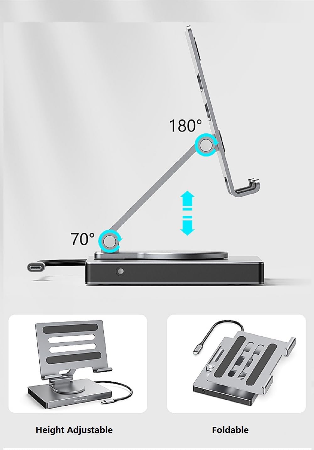 9 in 1 Type - c Hub USB Docking Station Laptop Stand Multiport 3.0 TF Card Slot 4k60hz HDMI - QGeeM